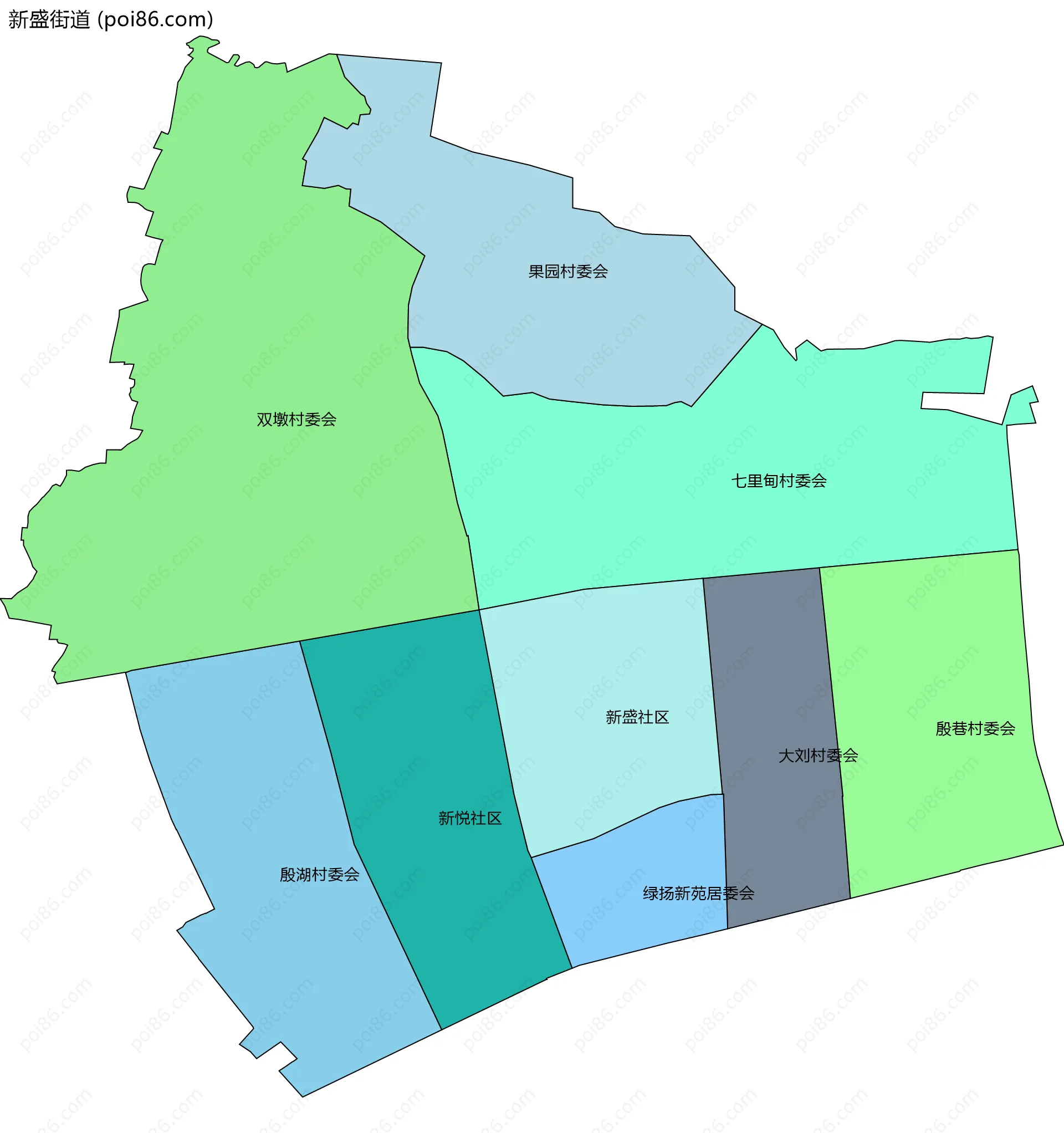 新盛街道边界地图(五级行政区划)