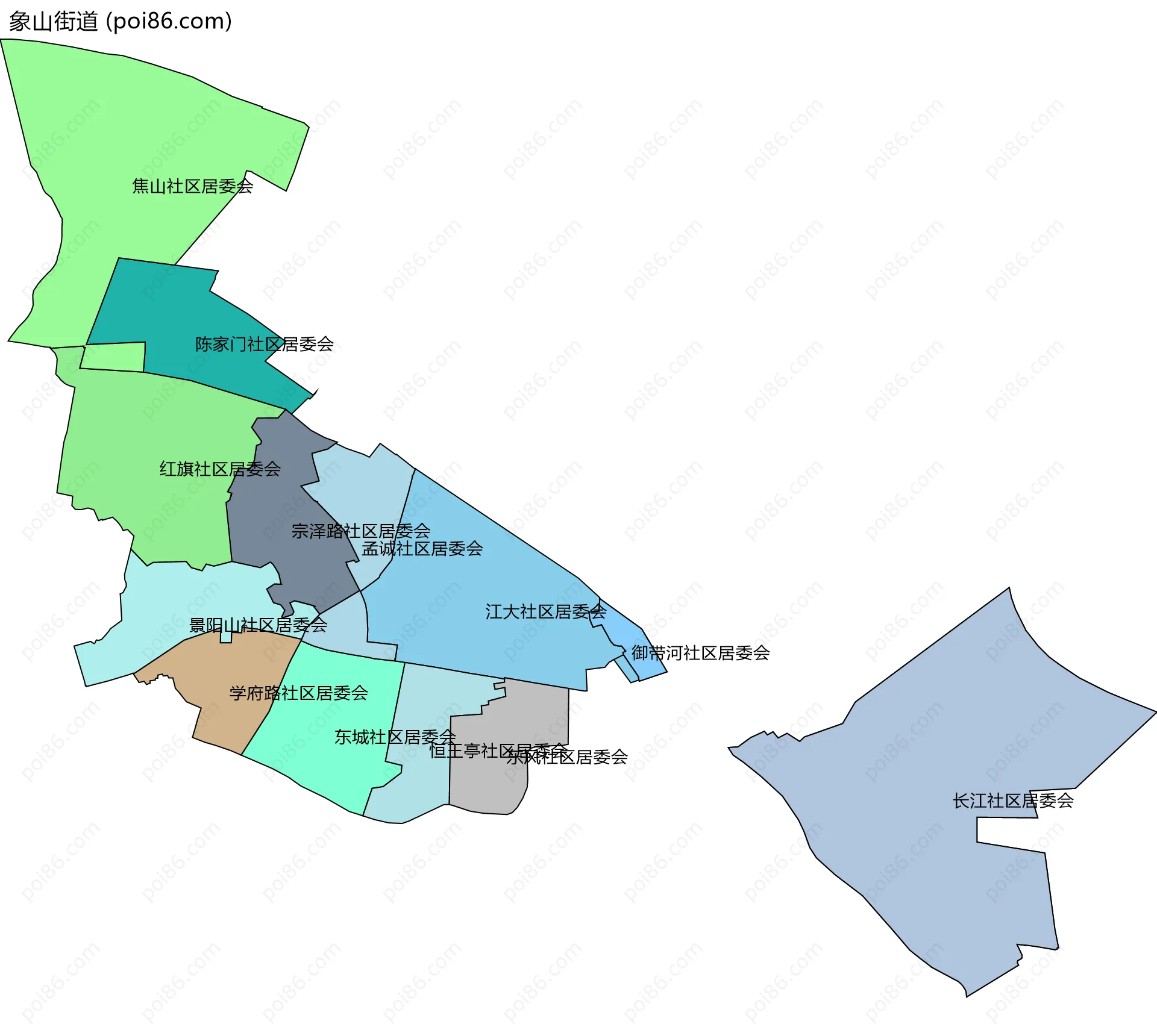 象山街道边界地图(五级行政区划)