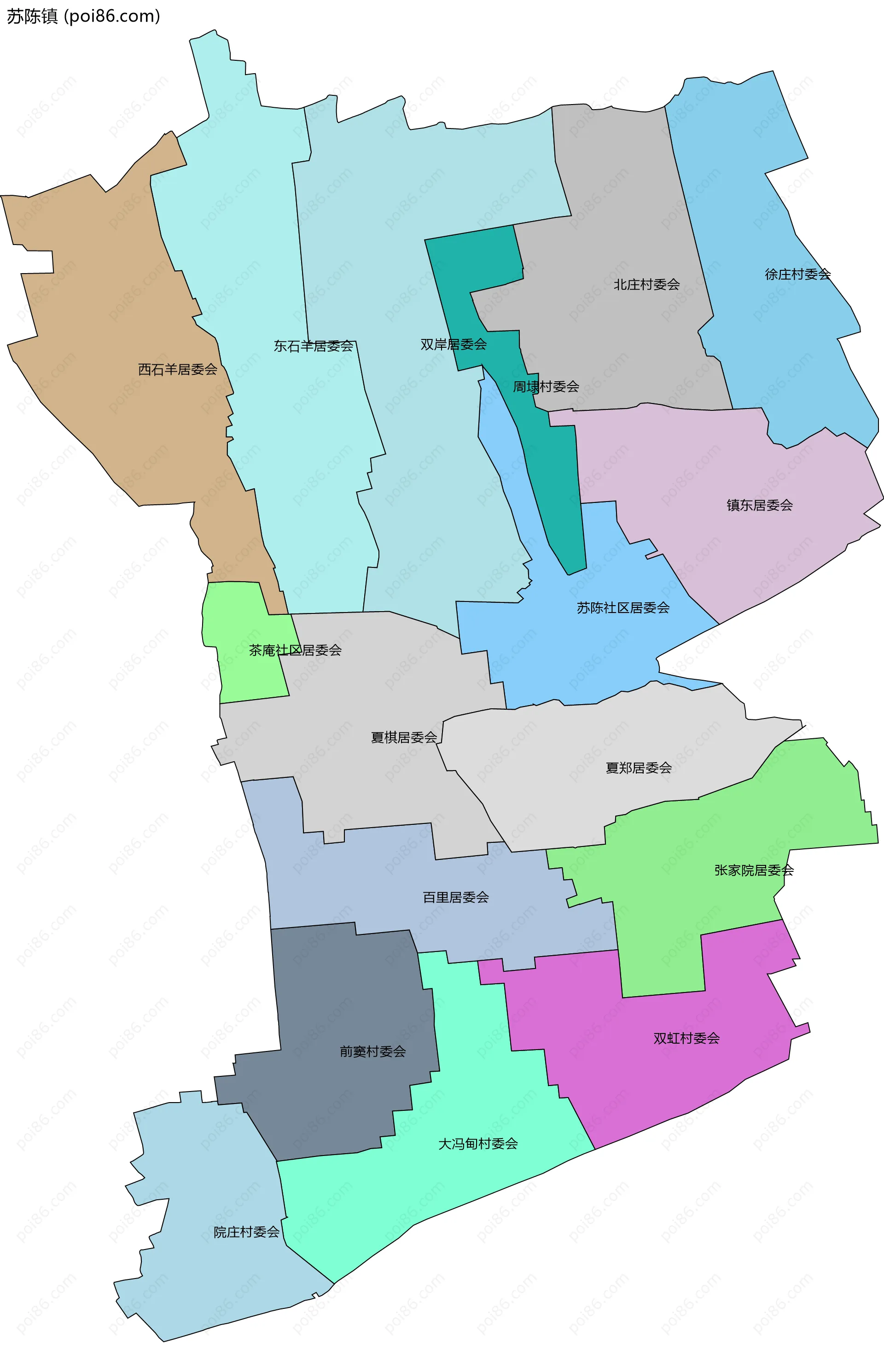 苏陈镇边界地图(五级行政区划)