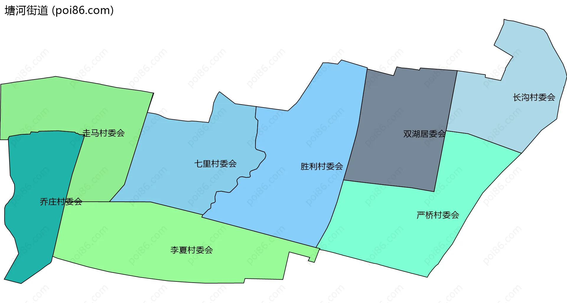 塘河街道边界地图(五级行政区划)