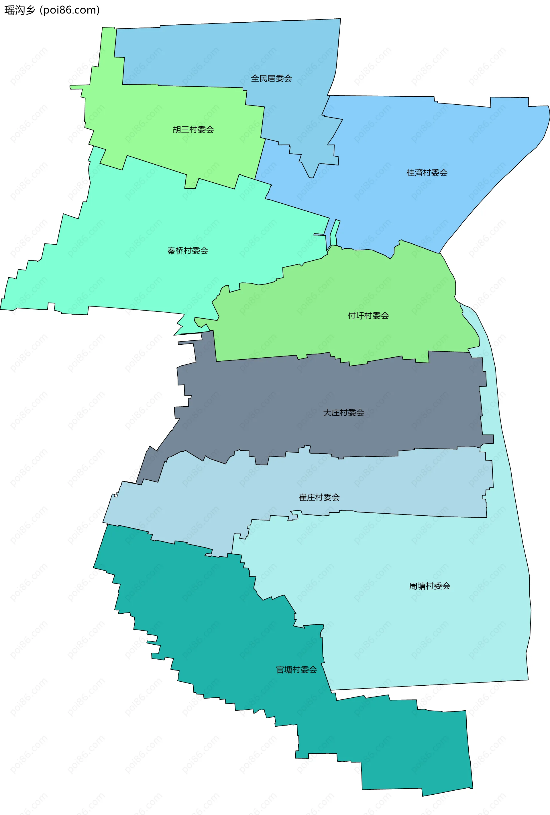 瑶沟乡边界地图(五级行政区划)