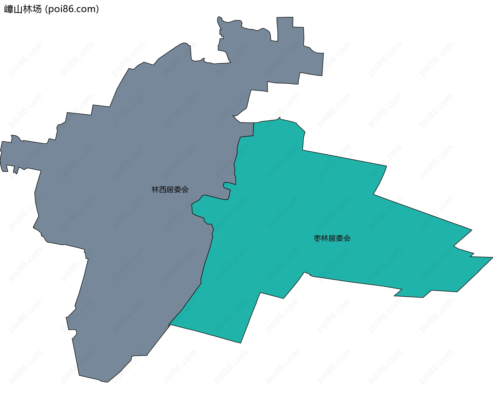 嶂山林场边界地图(五级行政区划)