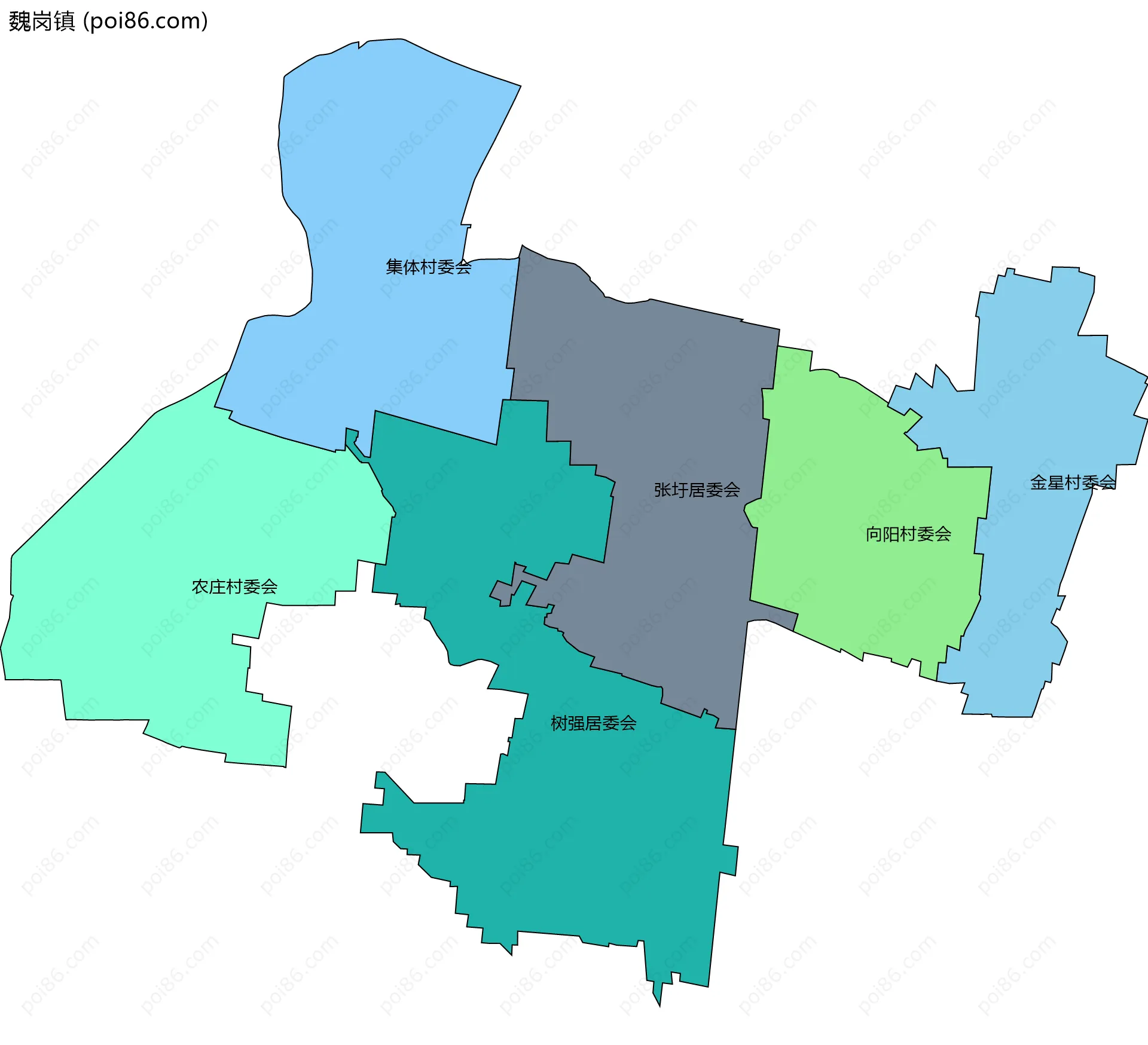 魏岗镇边界地图(五级行政区划)