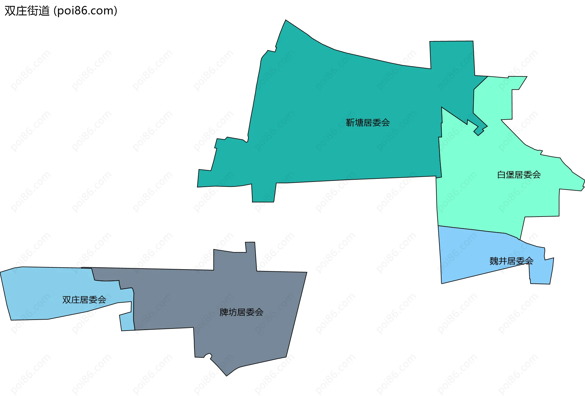 双庄街道边界地图(五级行政区划)