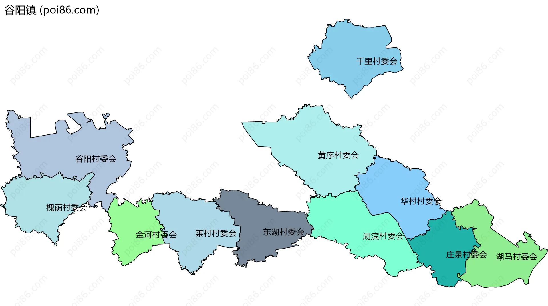 谷阳镇边界地图(五级行政区划)