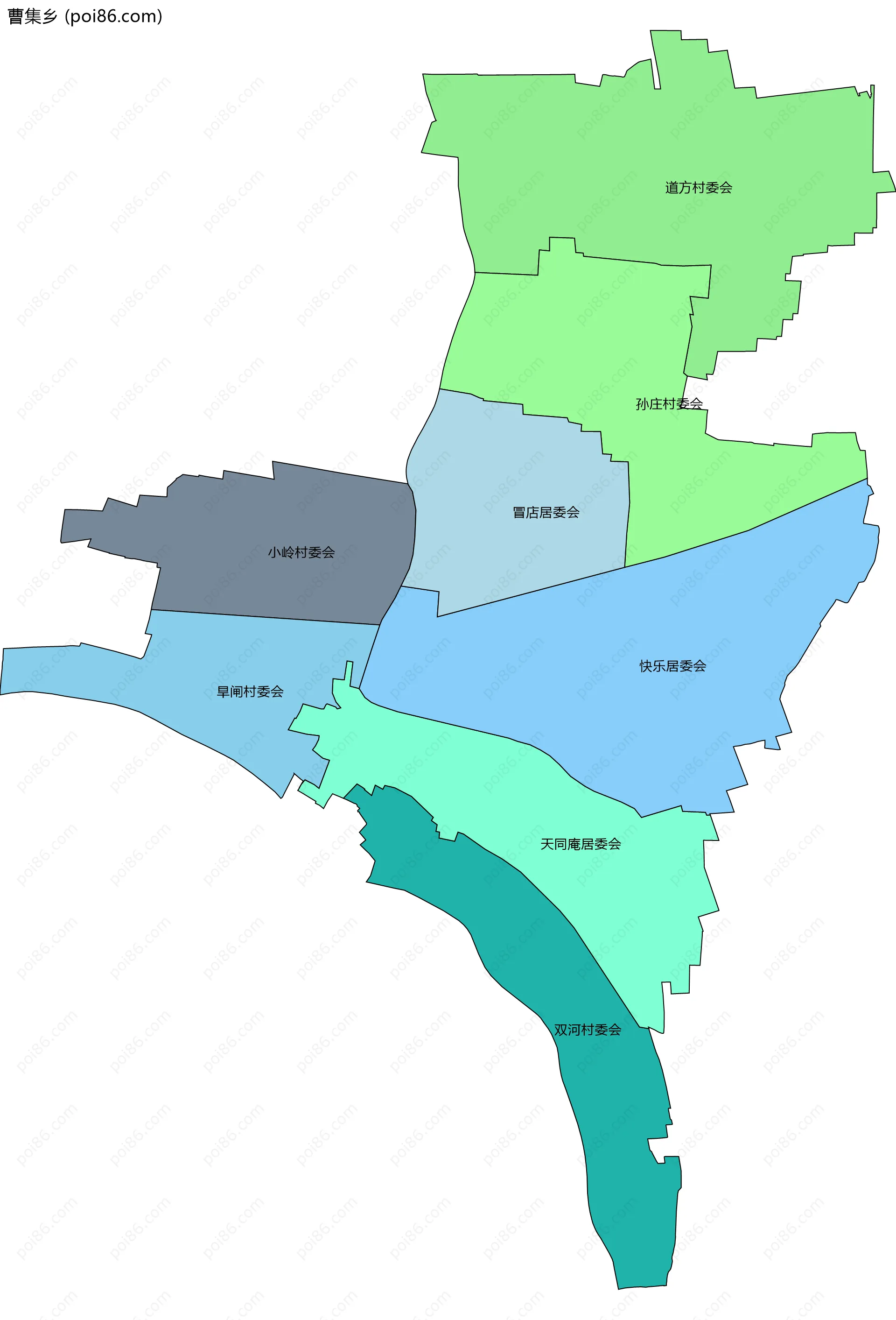 曹集乡边界地图(五级行政区划)
