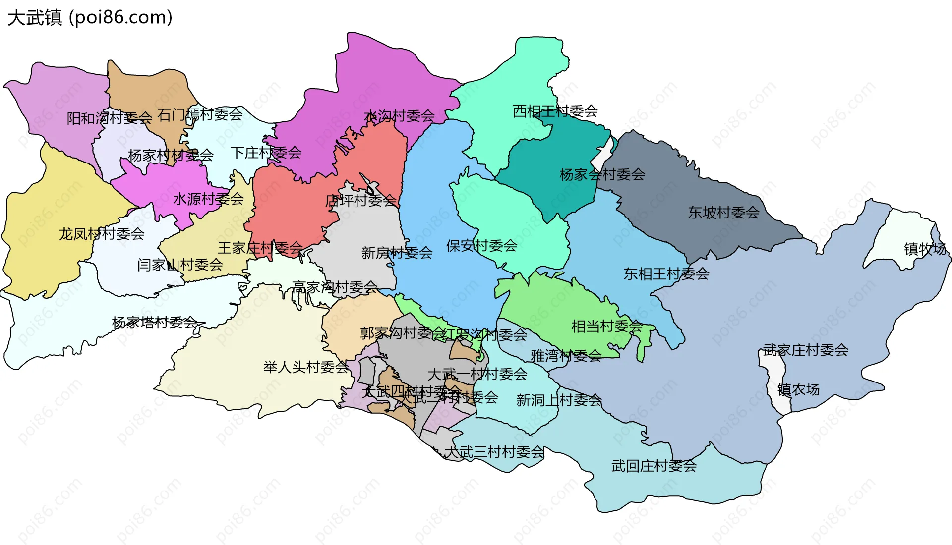 大武镇边界地图(五级行政区划)