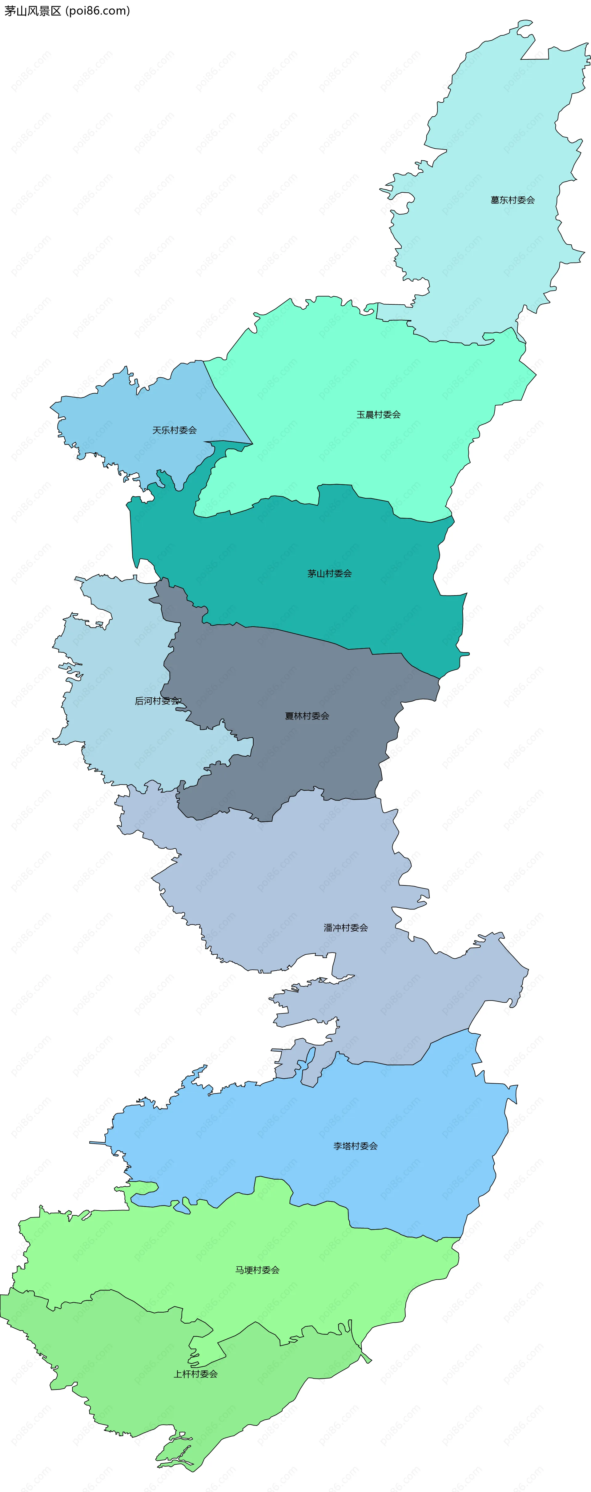 茅山风景区边界地图(五级行政区划)