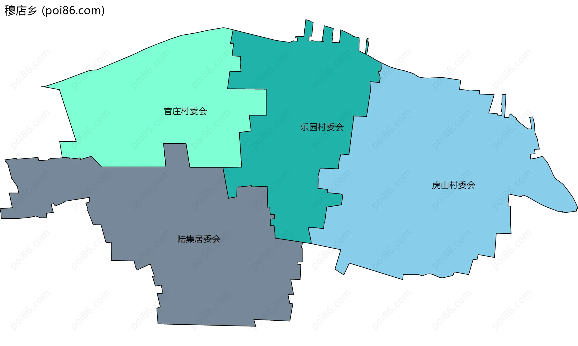 穆店乡边界地图(五级行政区划)
