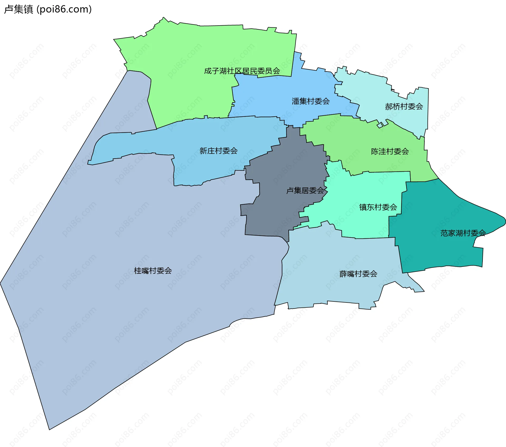 卢集镇边界地图(五级行政区划)