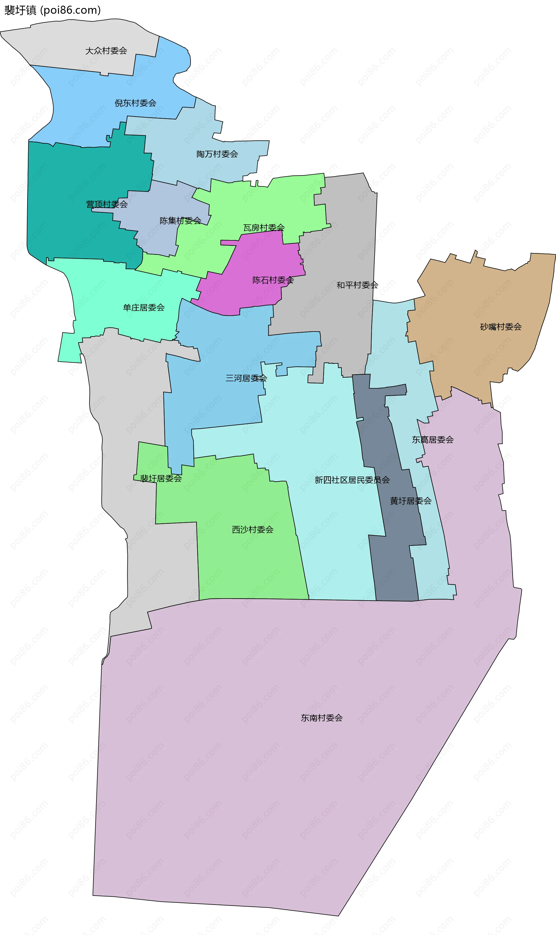 裴圩镇边界地图(五级行政区划)