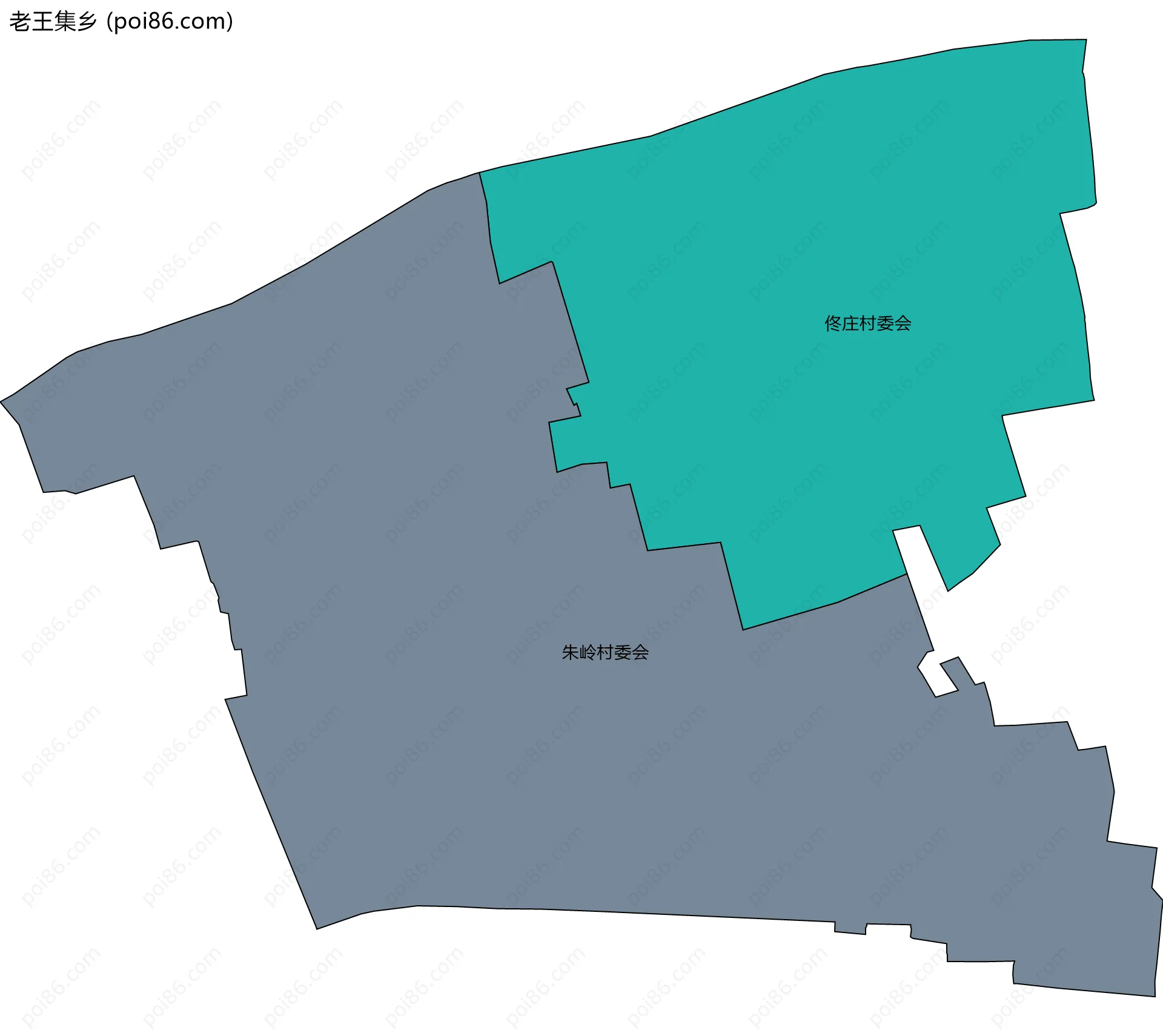 老王集乡边界地图(五级行政区划)