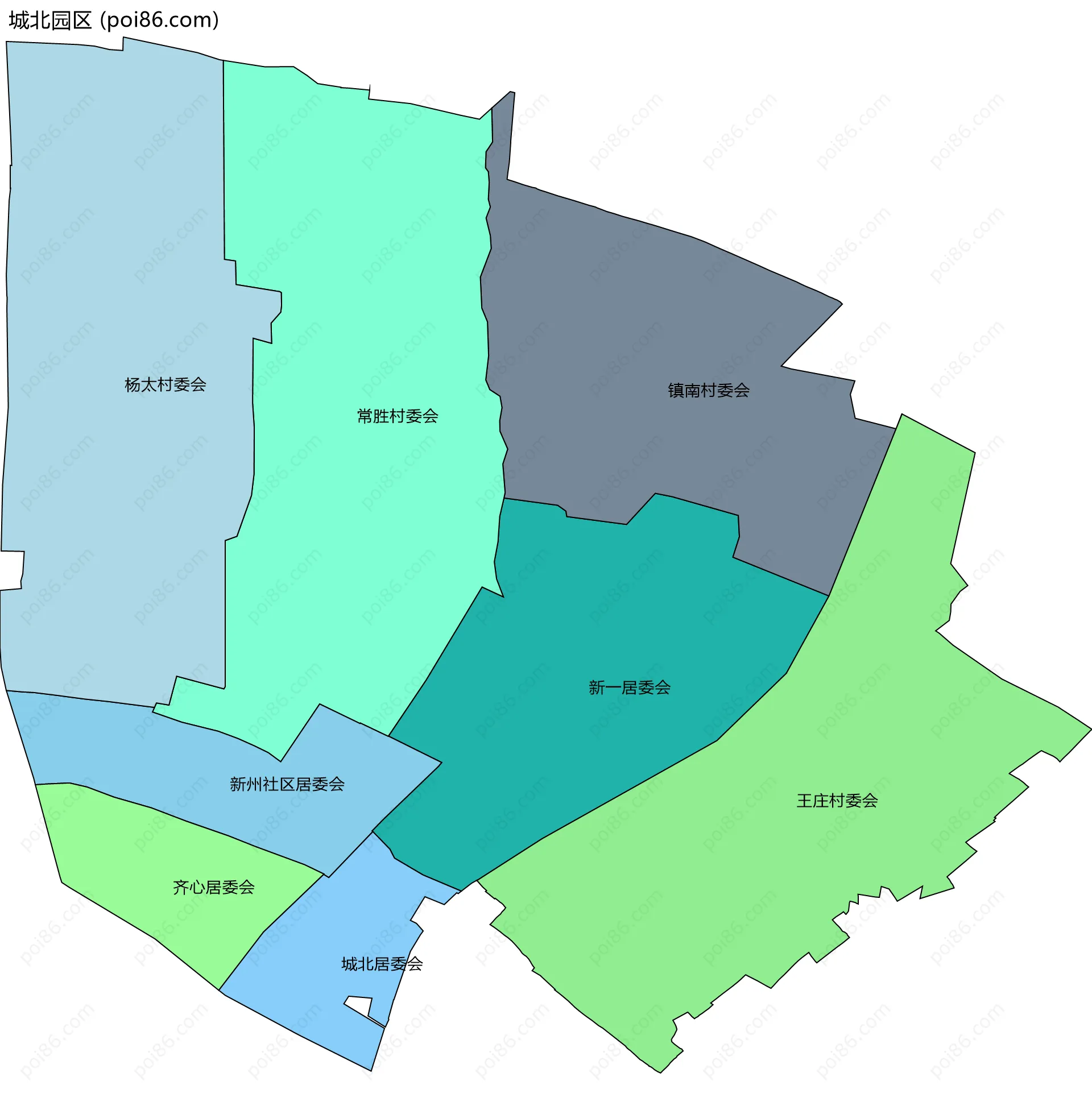 城北园区边界地图(五级行政区划)