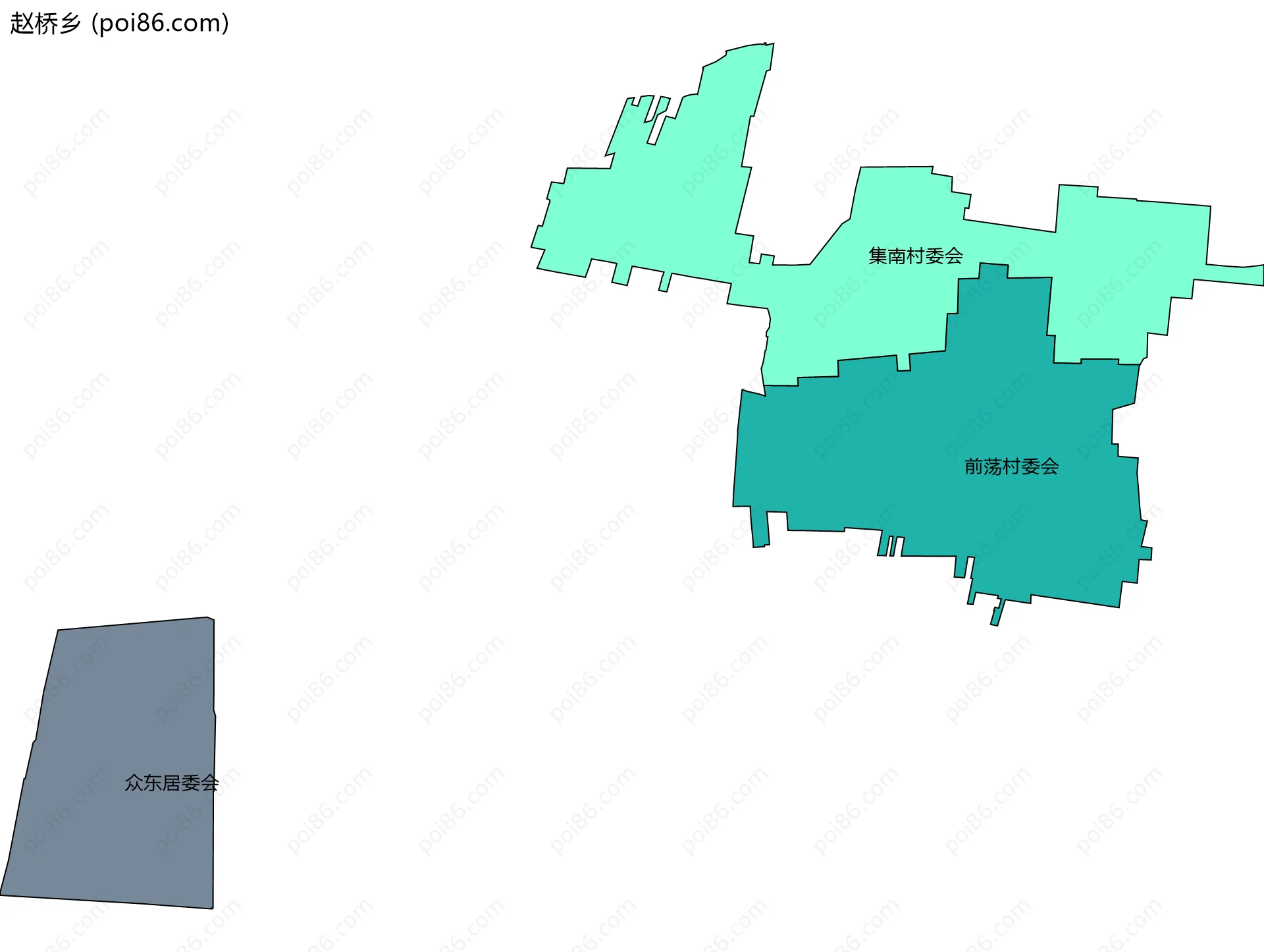赵桥乡边界地图(五级行政区划)