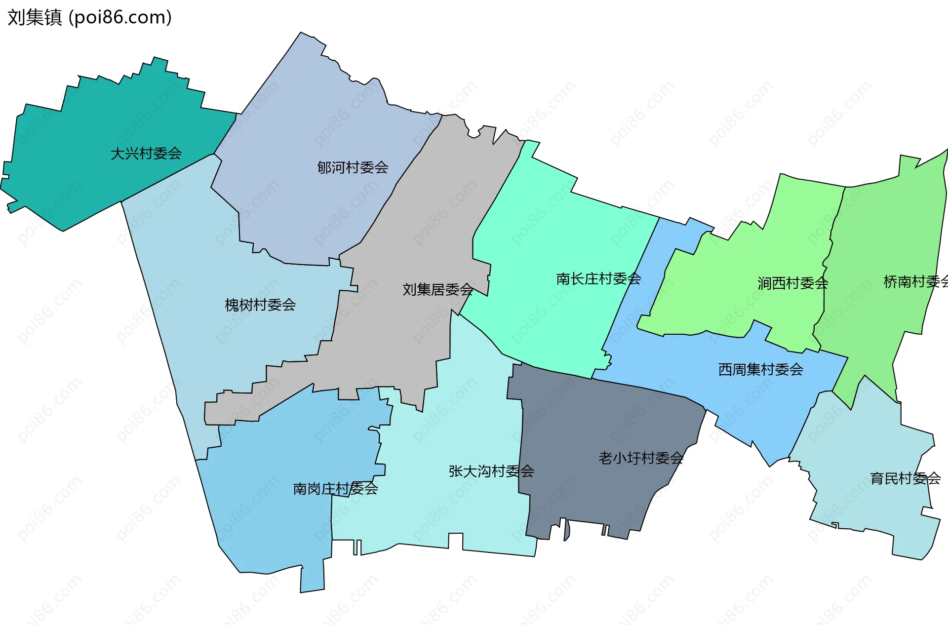 刘集镇边界地图(五级行政区划)