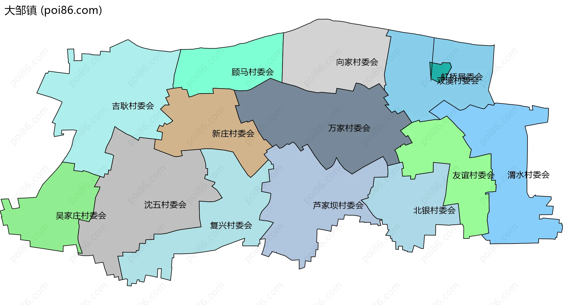 大邹镇边界地图(五级行政区划)