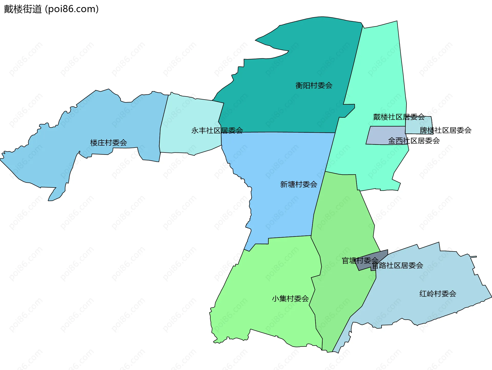 戴楼街道边界地图(五级行政区划)