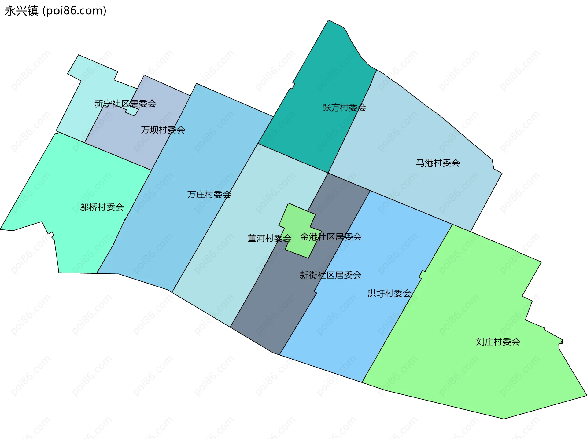 永兴镇边界地图(五级行政区划)