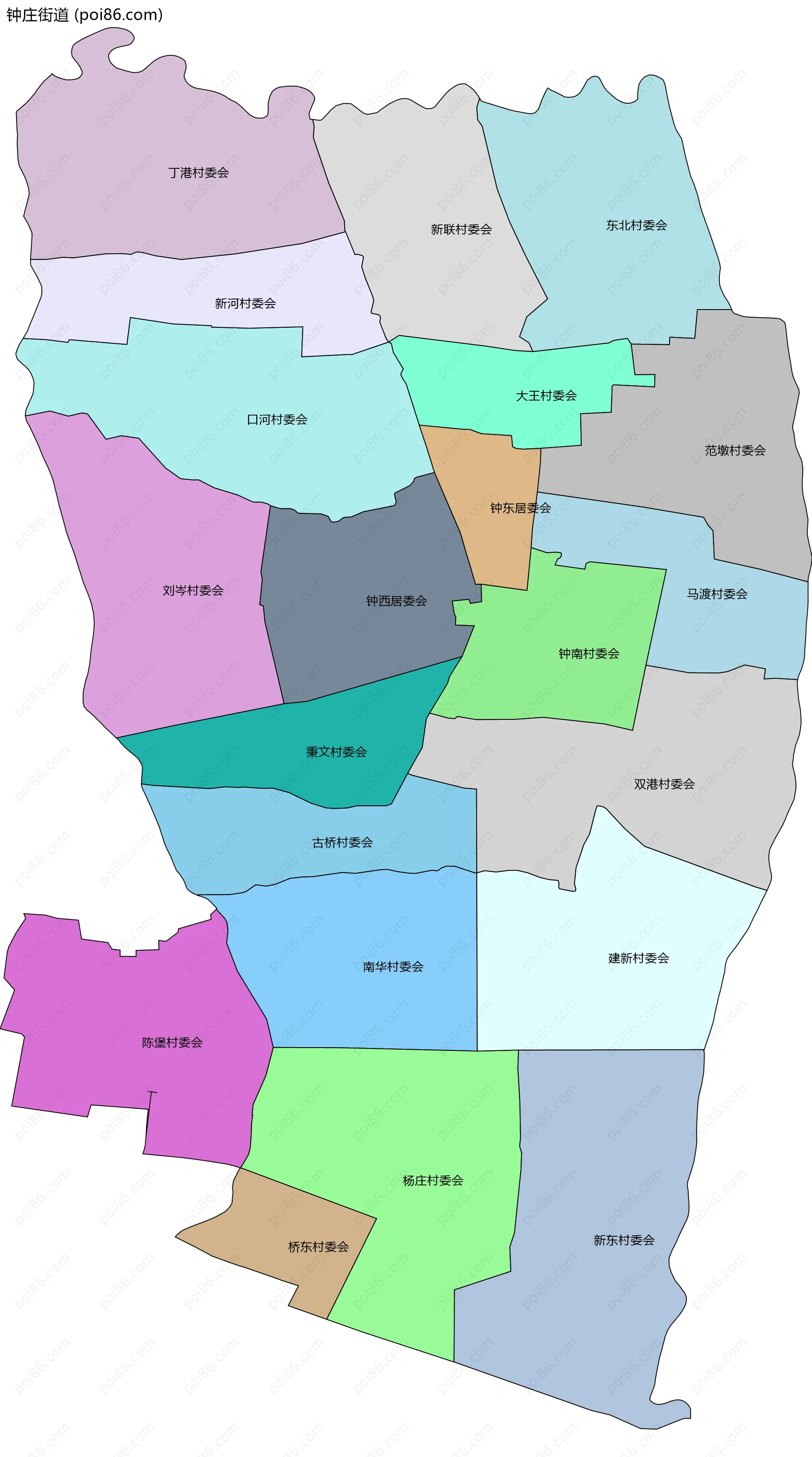 钟庄街道边界地图(五级行政区划)