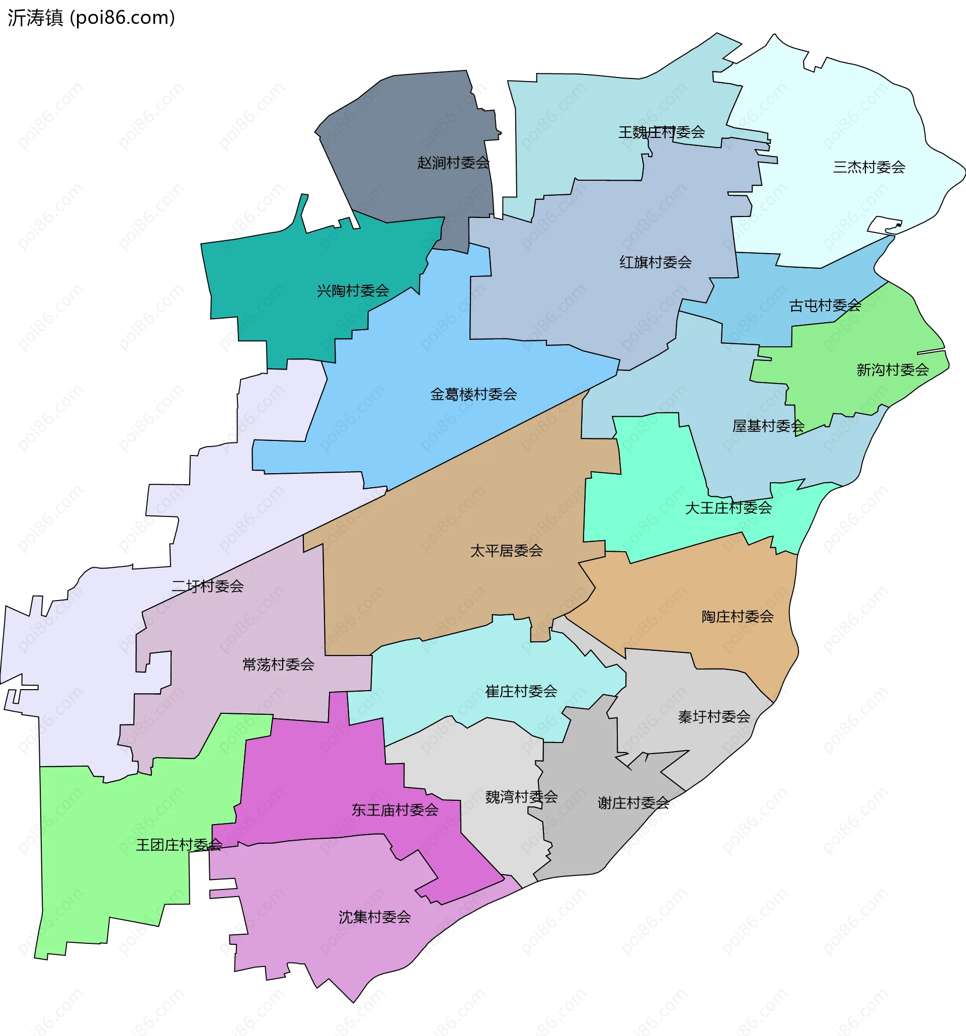 沂涛镇边界地图(五级行政区划)