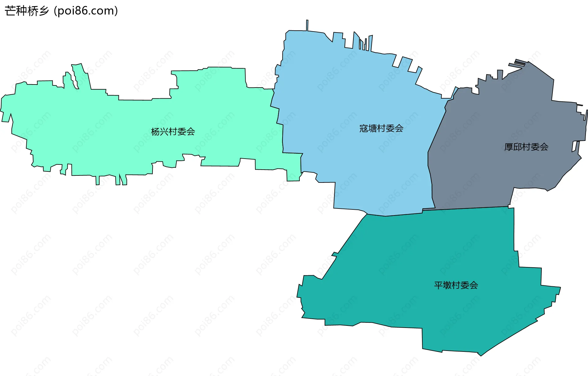 芒种桥乡边界地图(五级行政区划)