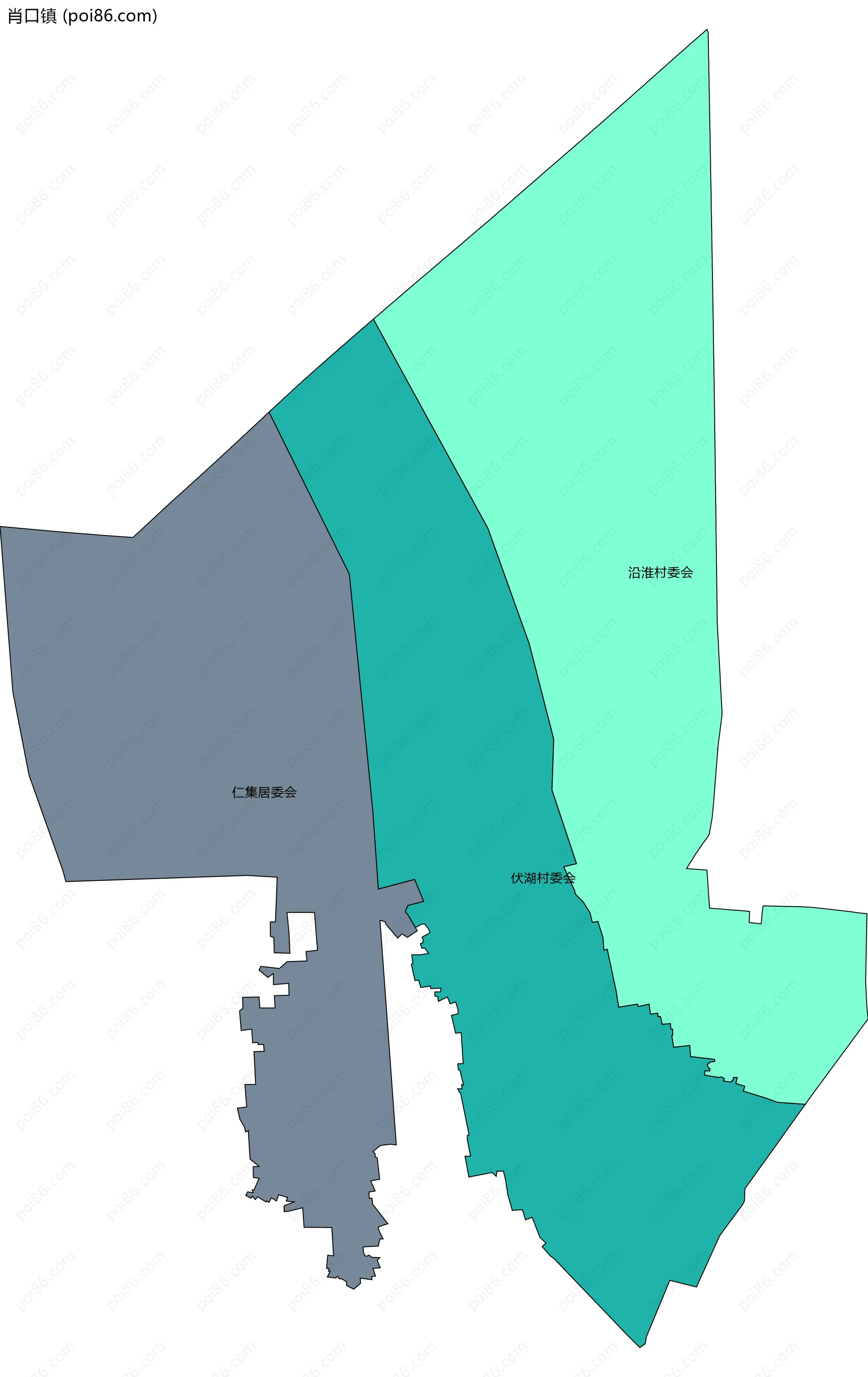 肖口镇边界地图(五级行政区划)