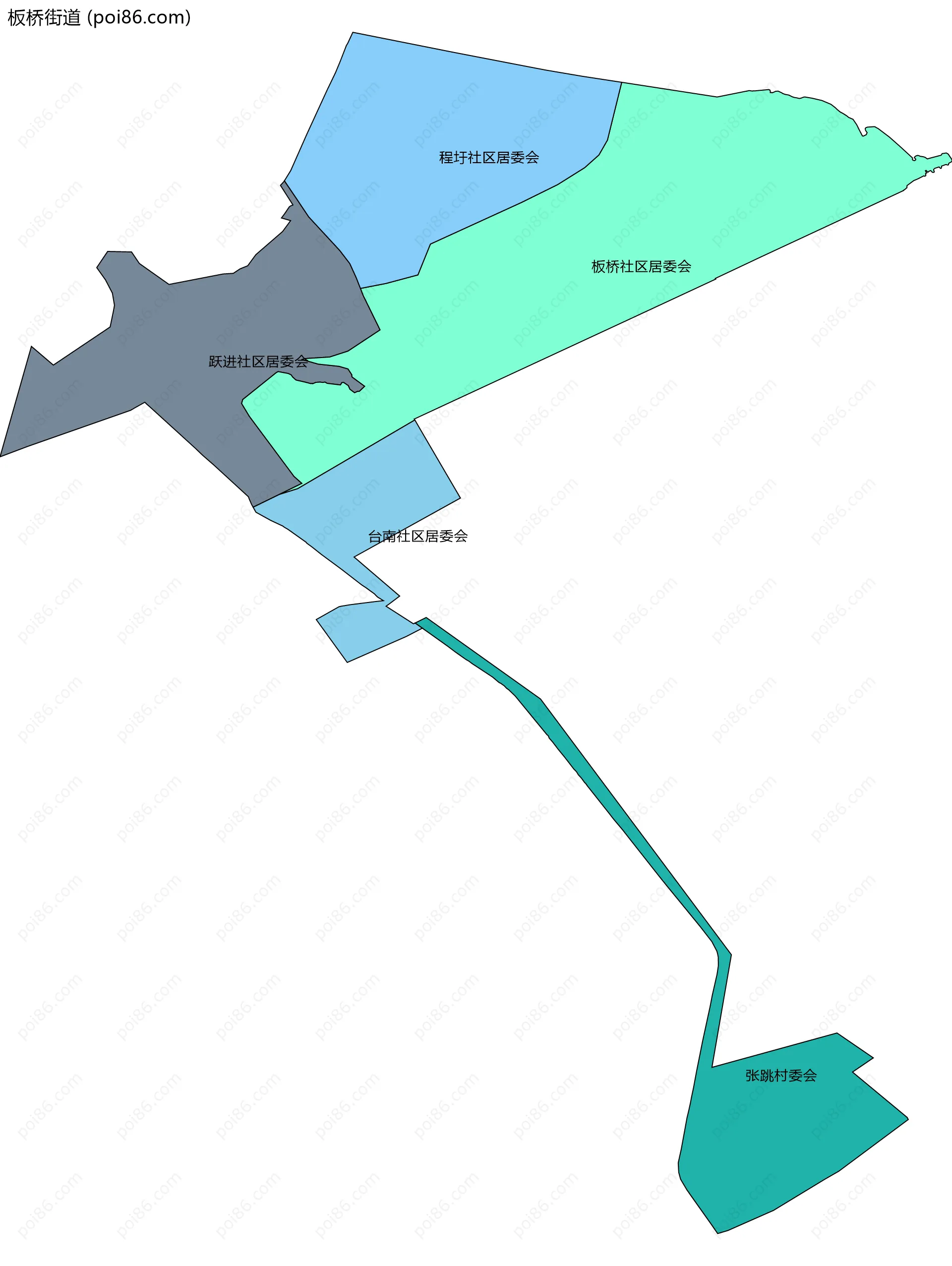 板桥街道边界地图(五级行政区划)