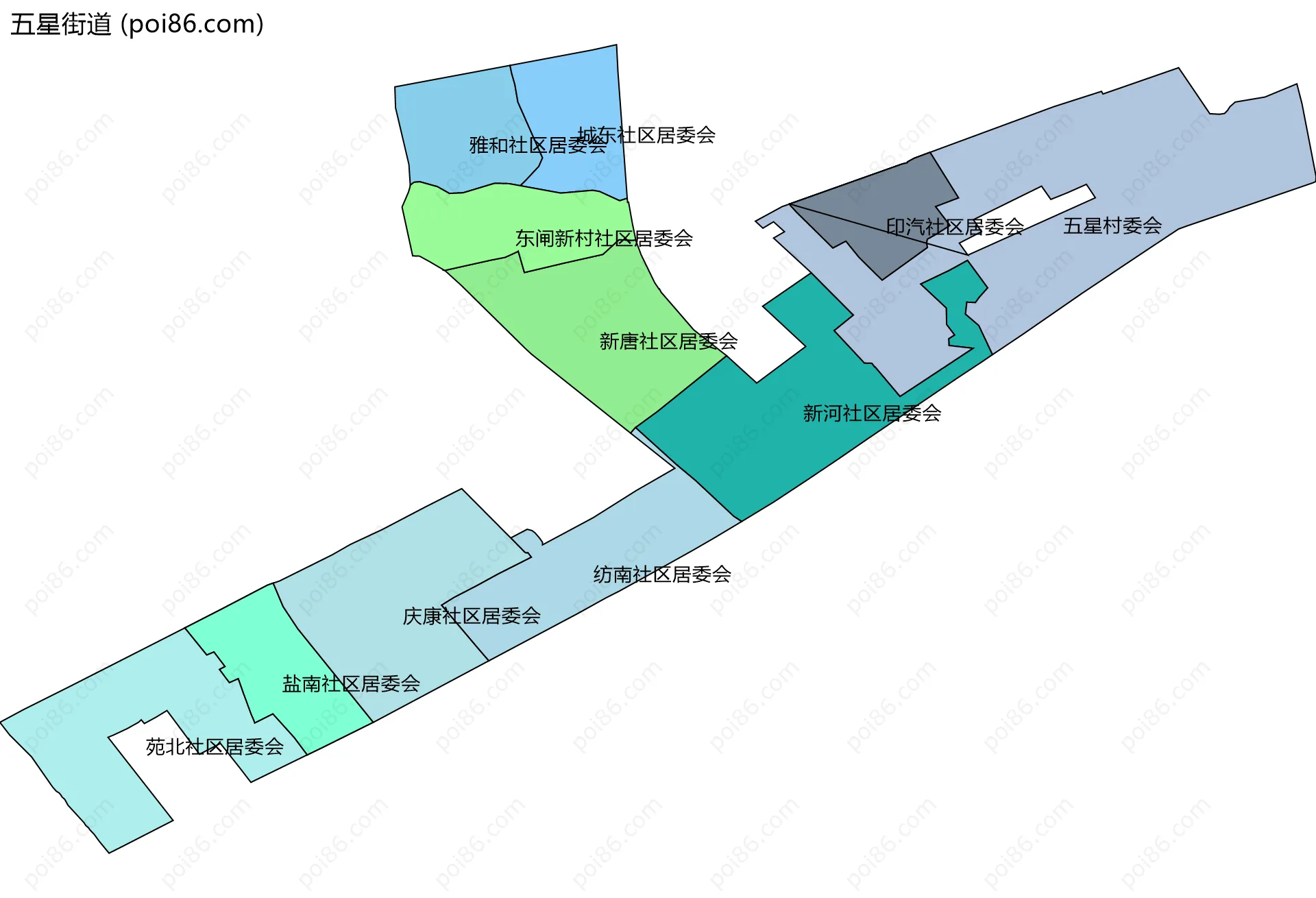 五星街道边界地图(五级行政区划)