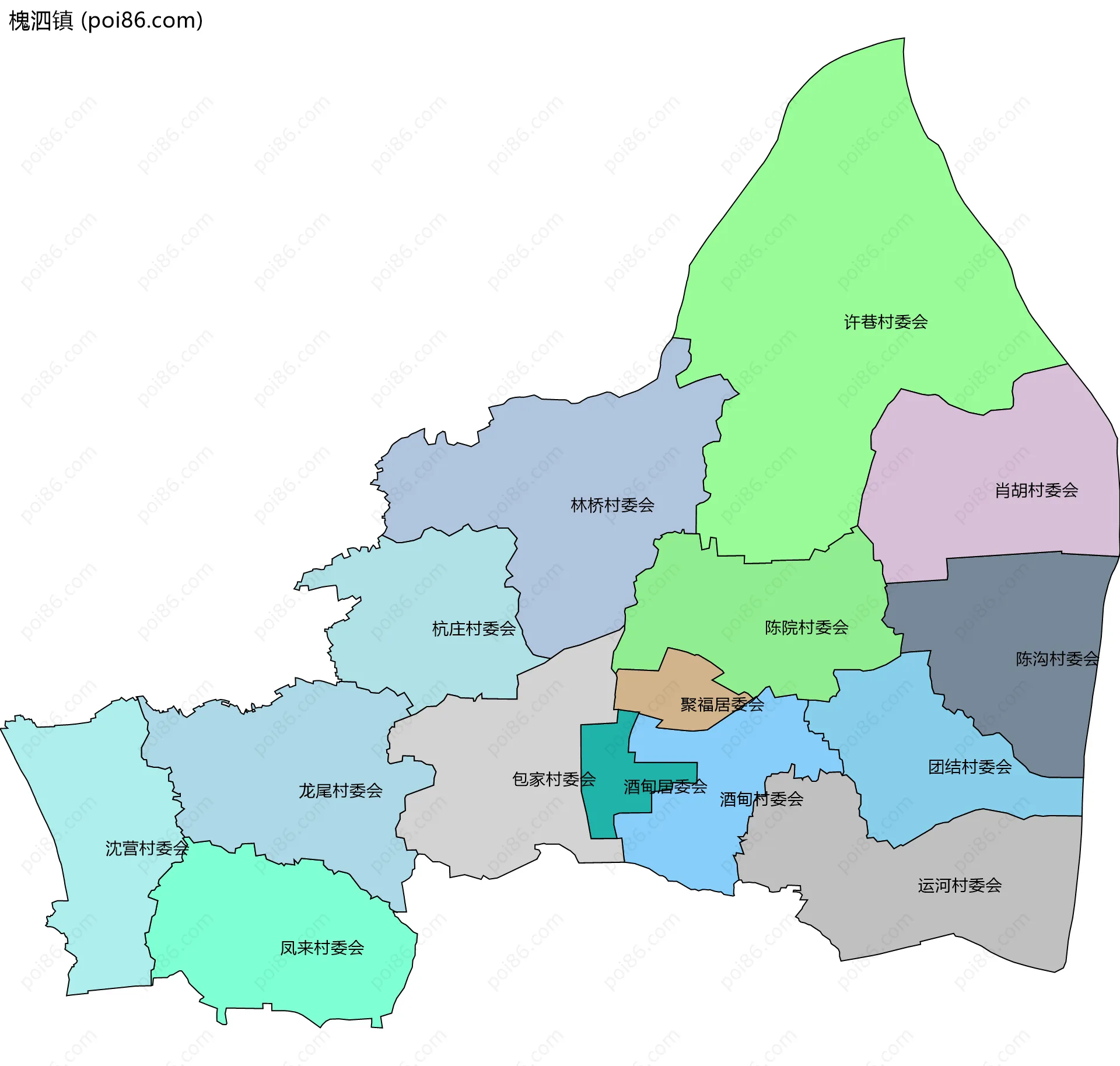 槐泗镇边界地图(五级行政区划)