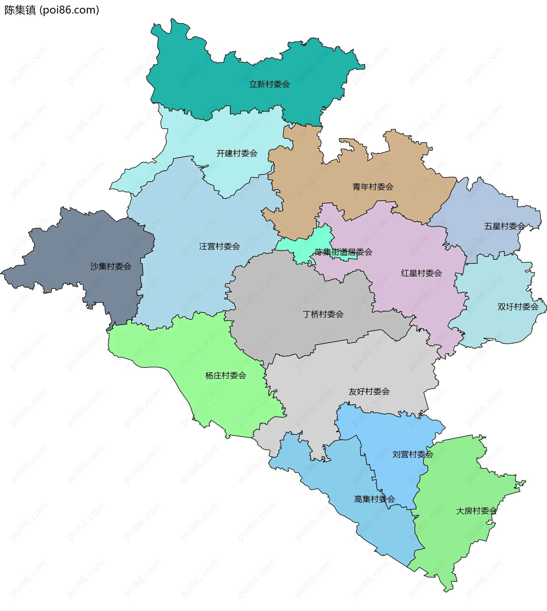 陈集镇边界地图(五级行政区划)