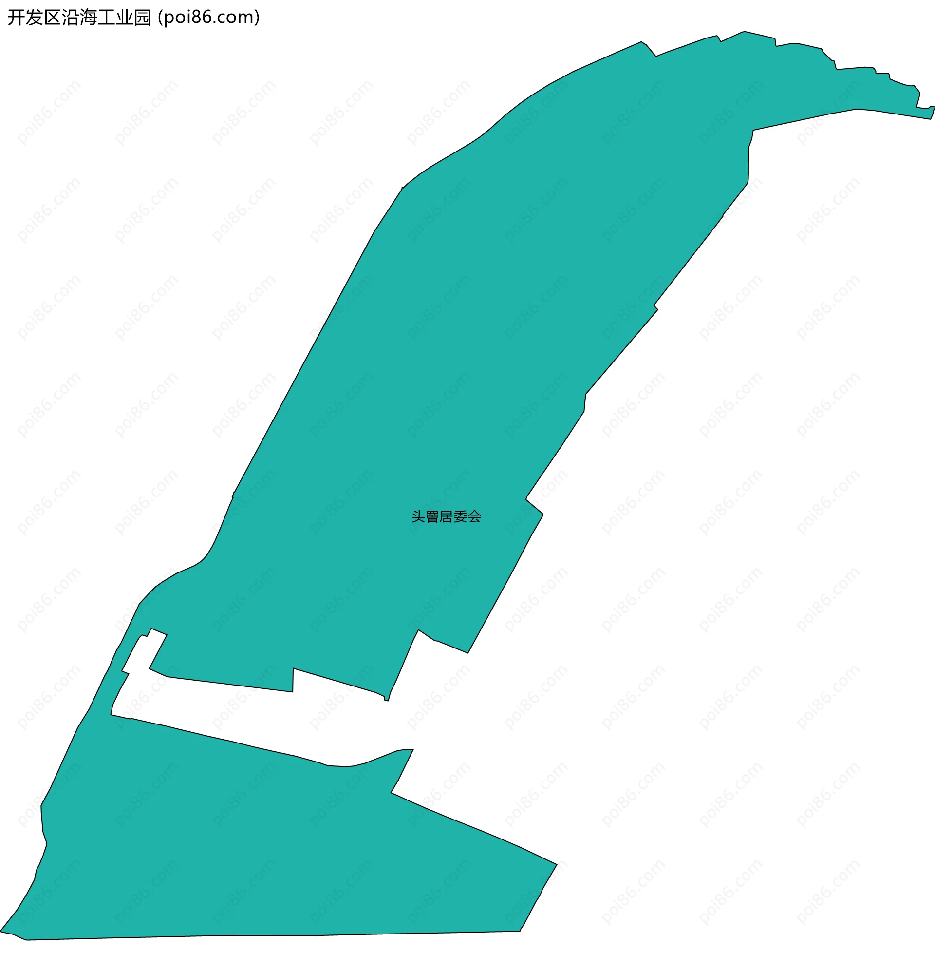 开发区沿海工业园边界地图(五级行政区划)