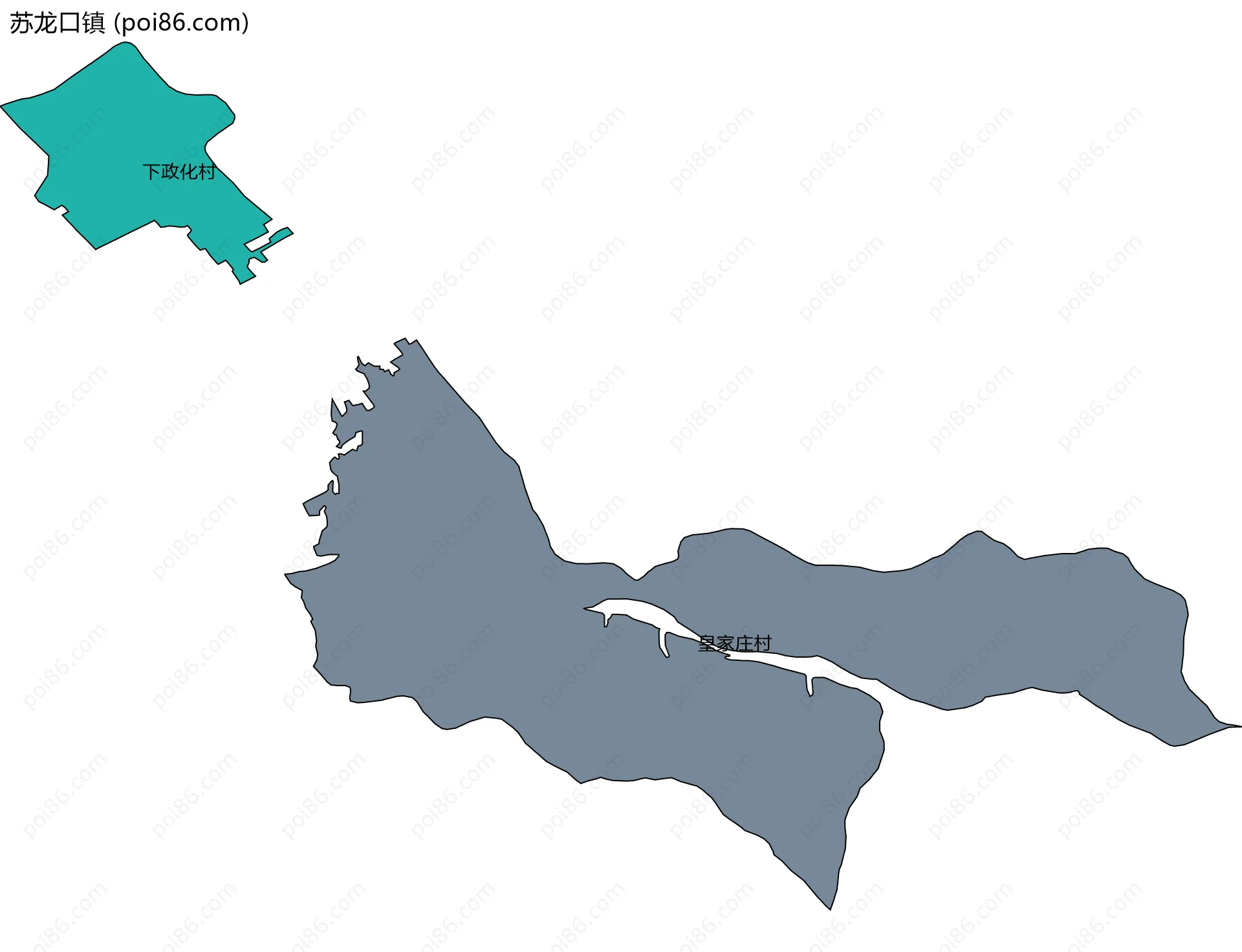 苏龙口镇边界地图(五级行政区划)