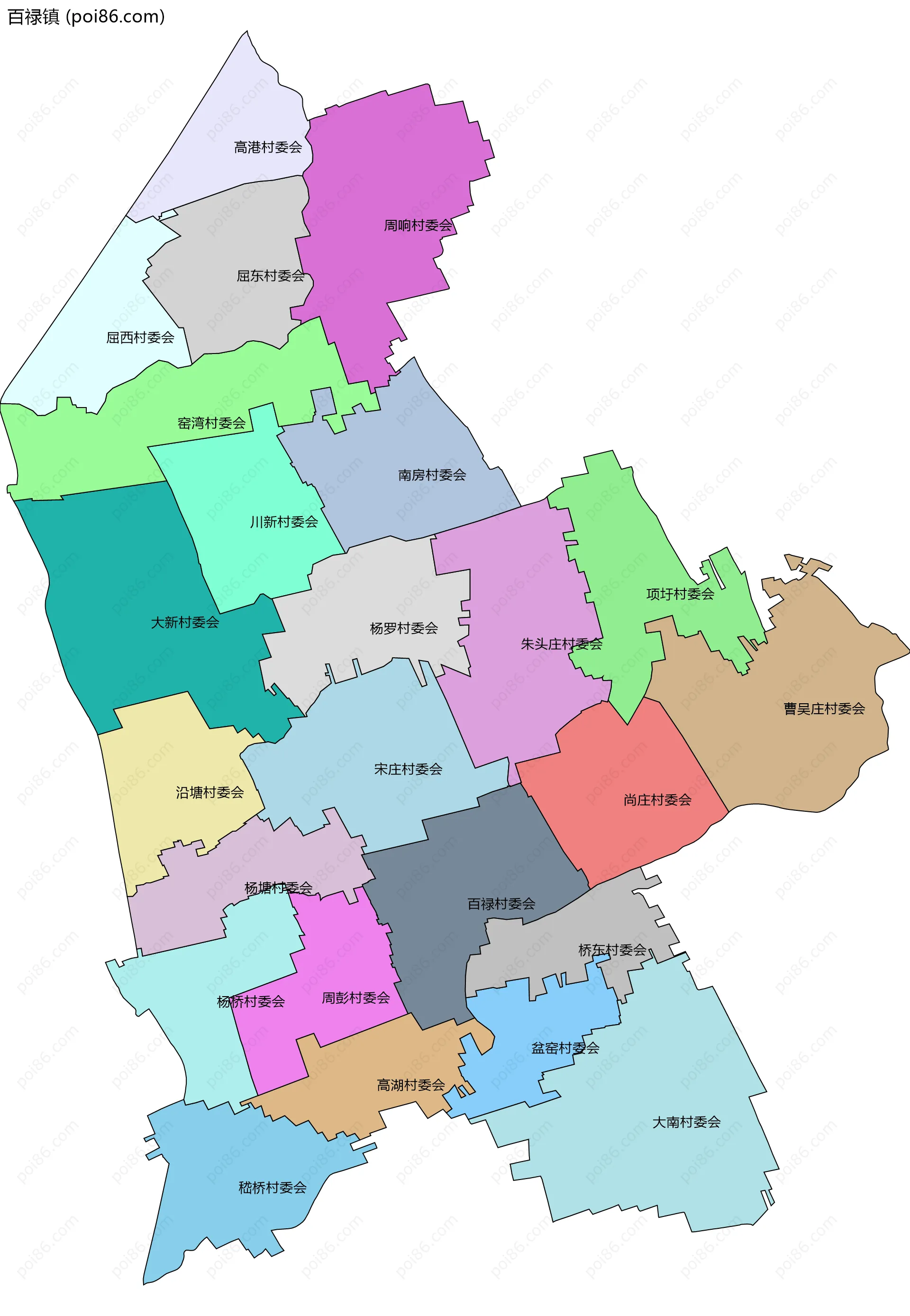 百禄镇边界地图(五级行政区划)