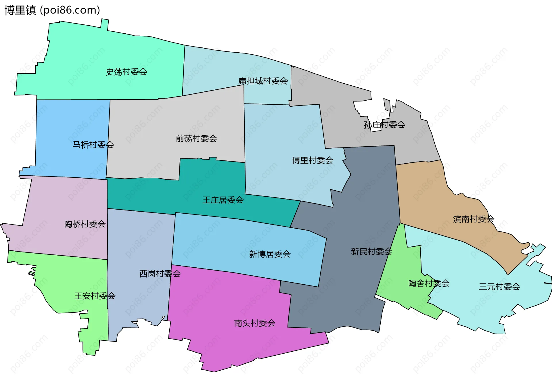 博里镇边界地图(五级行政区划)