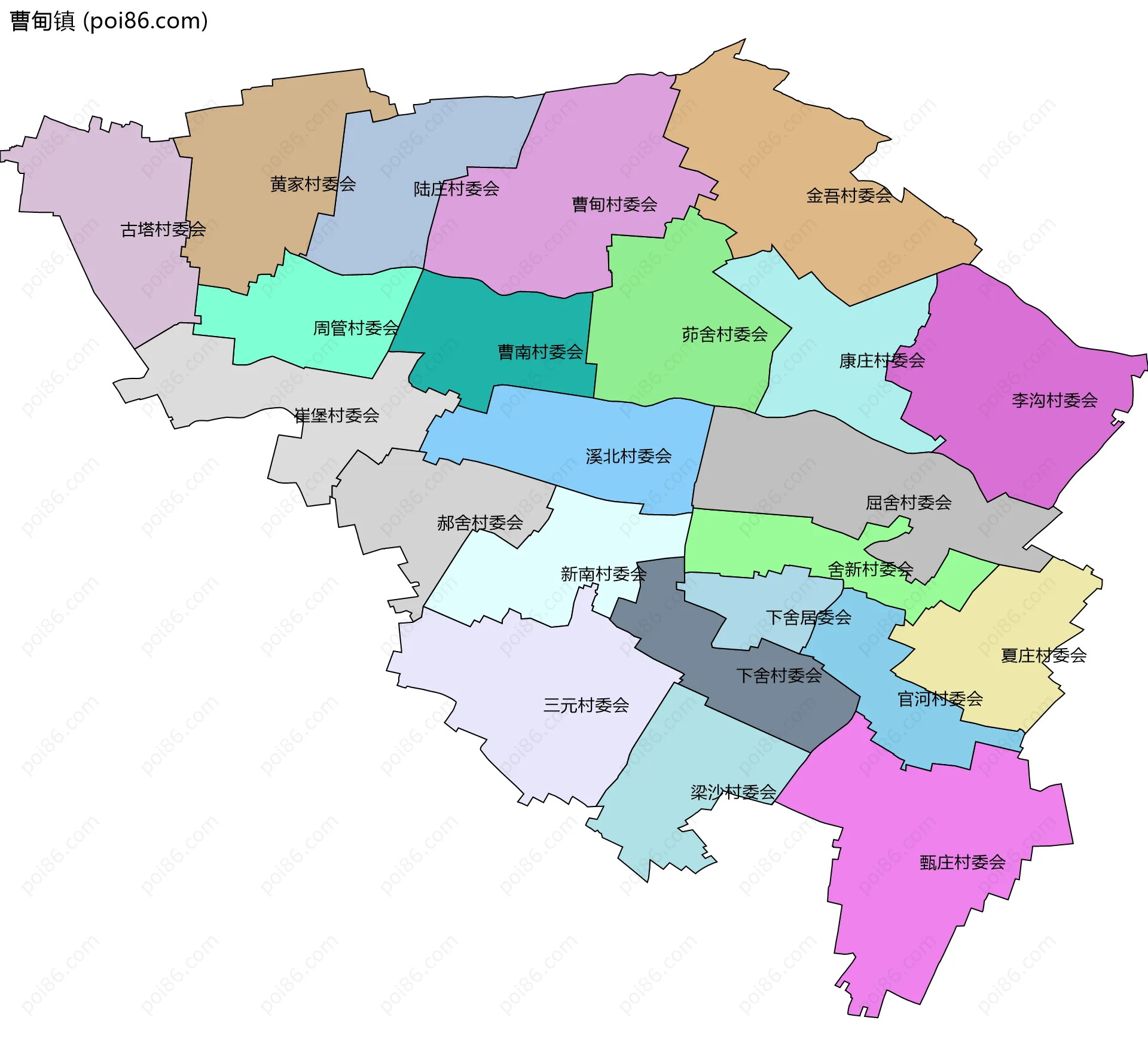 曹甸镇边界地图(五级行政区划)