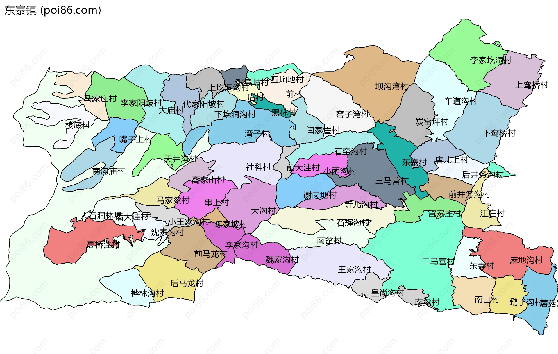 东寨镇边界地图(五级行政区划)