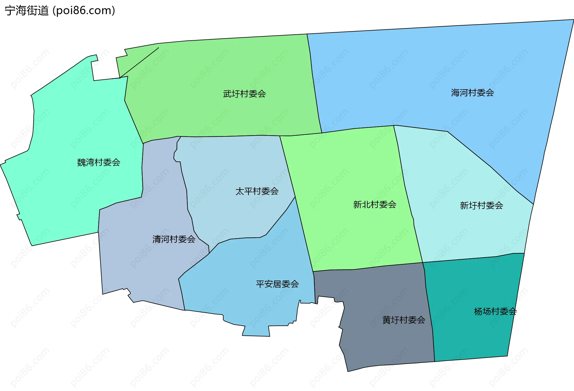 宁海街道边界地图(五级行政区划)