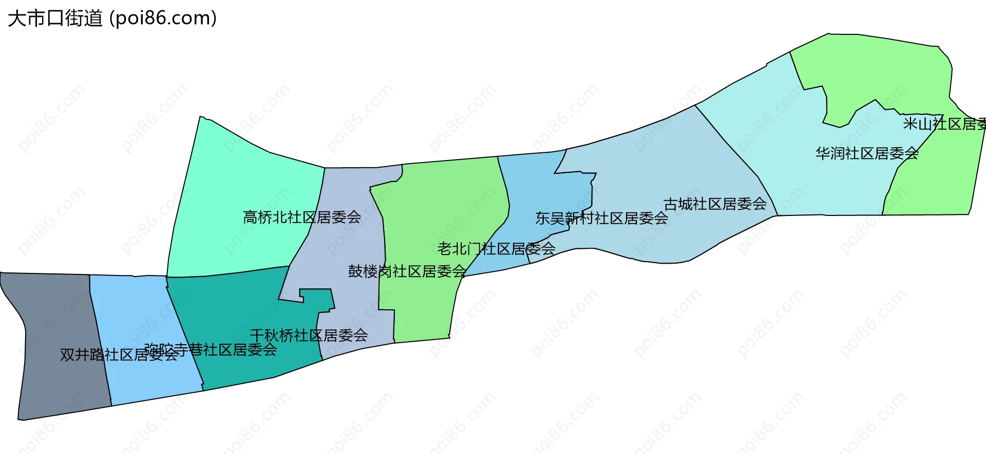 大市口街道边界地图(五级行政区划)