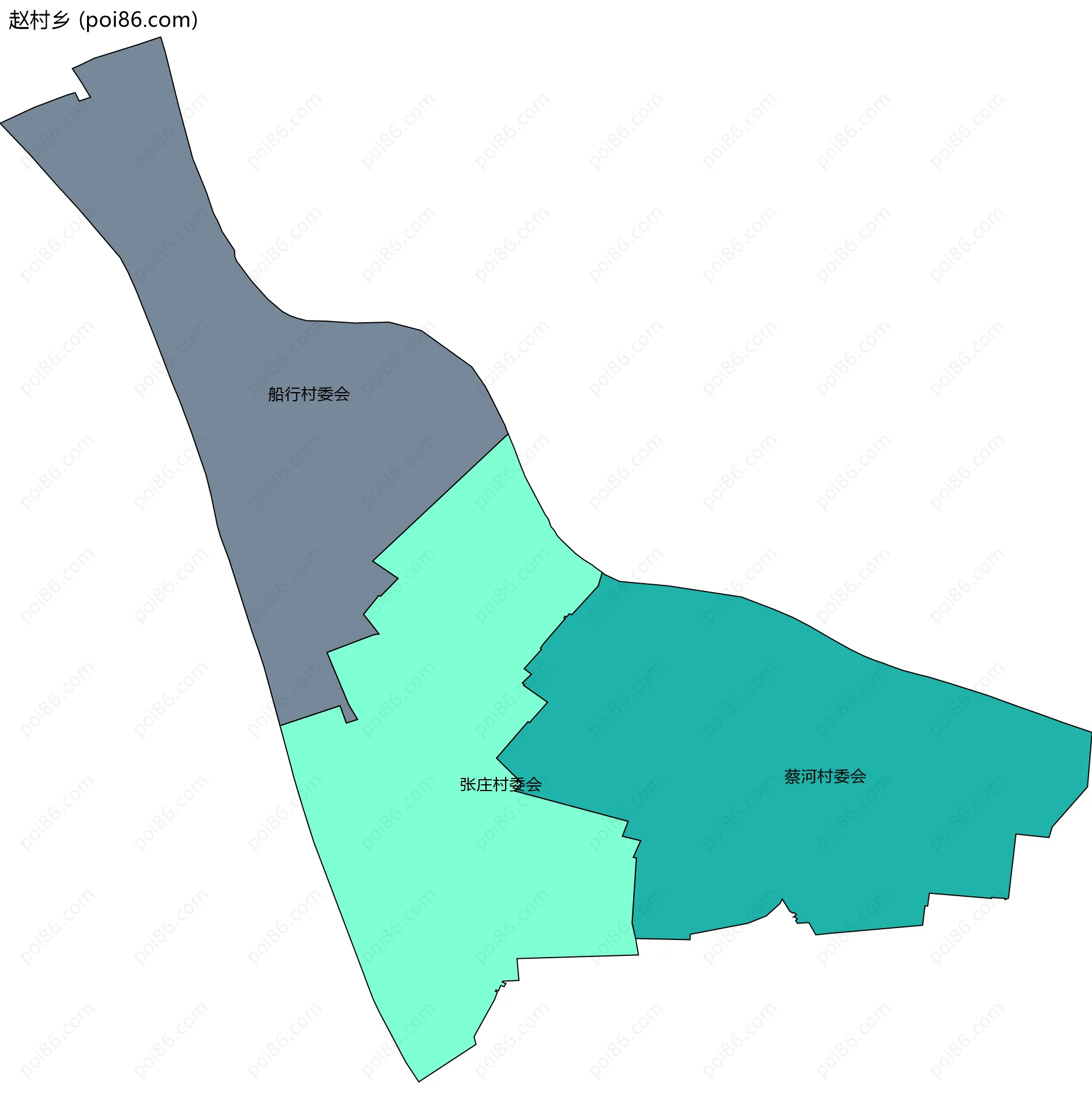 赵村乡边界地图(五级行政区划)