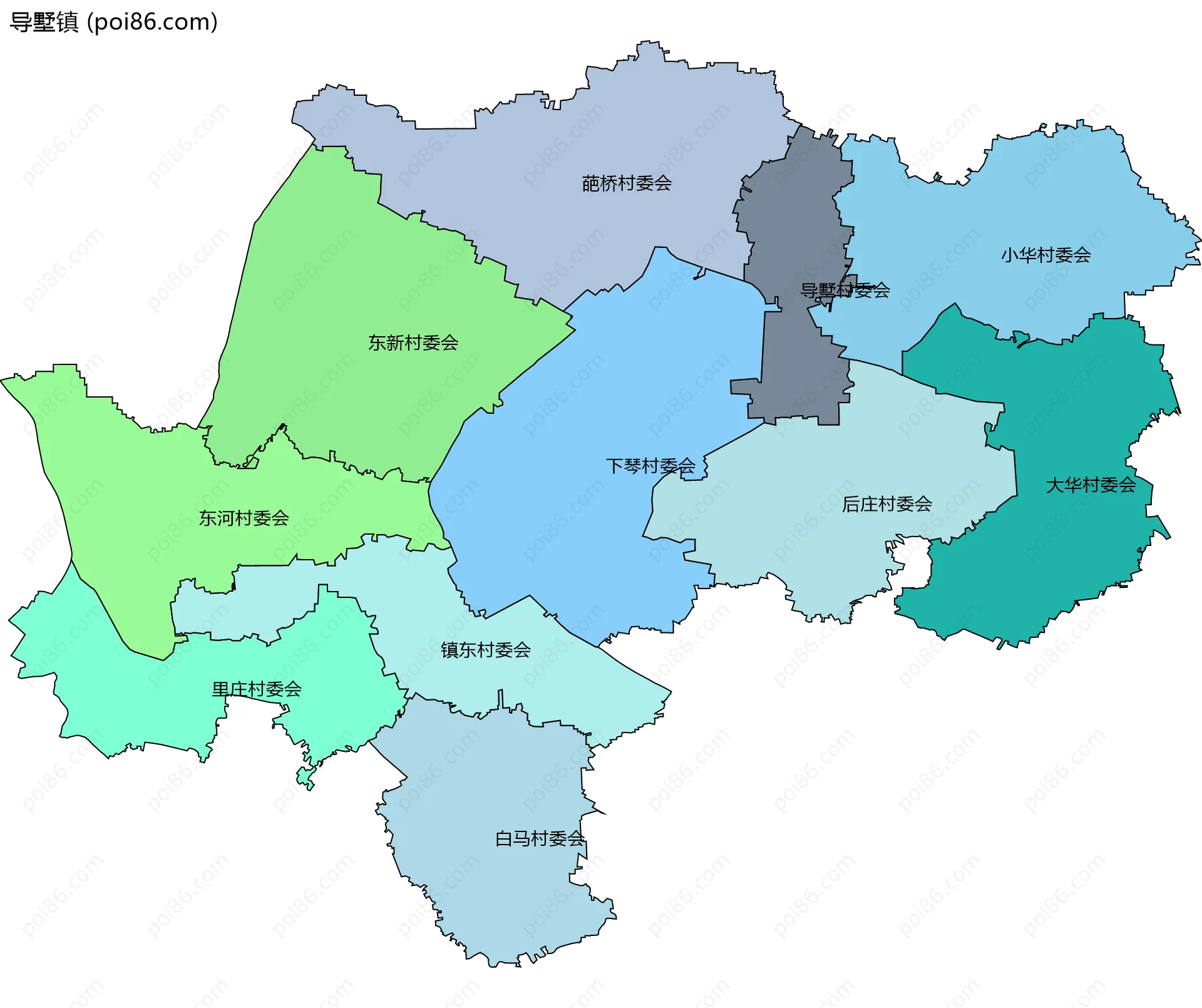 导墅镇边界地图(五级行政区划)