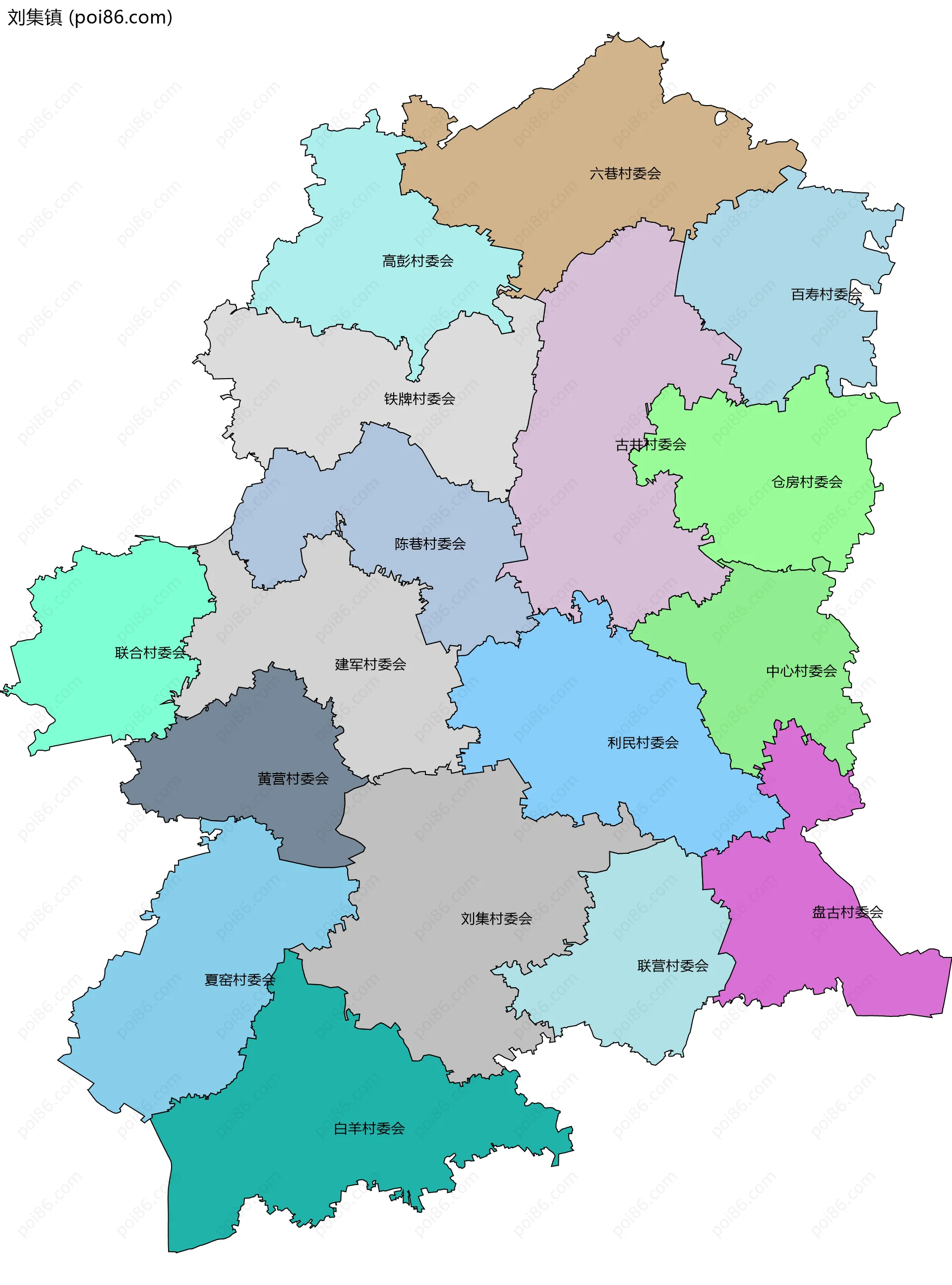 刘集镇边界地图(五级行政区划)