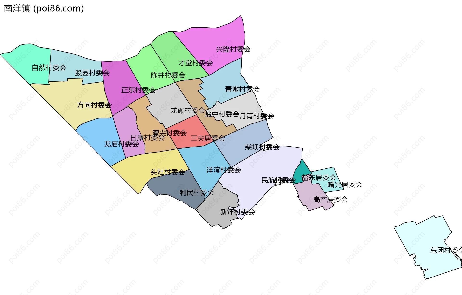 南洋镇边界地图(五级行政区划)