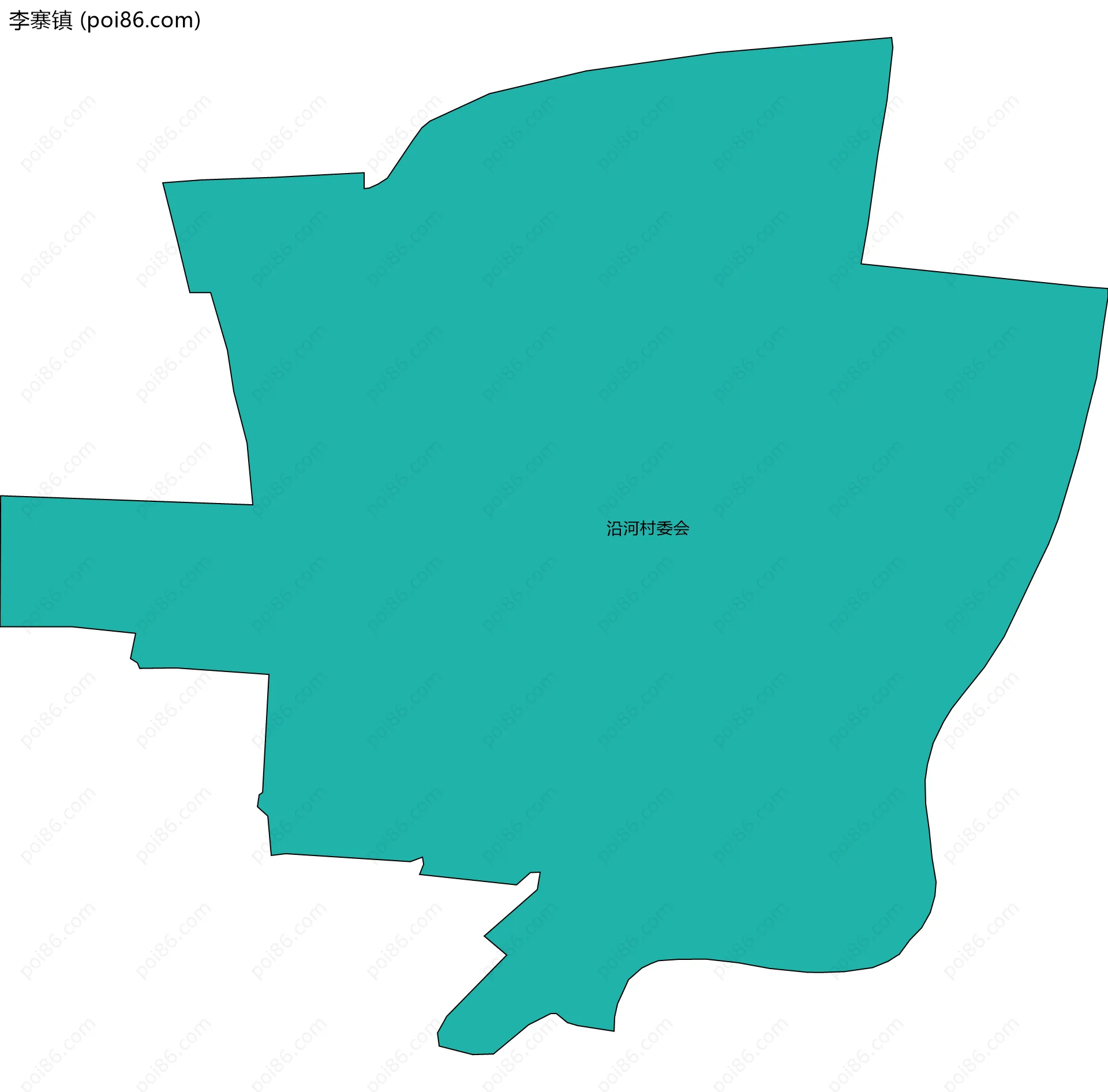 李寨镇边界地图(五级行政区划)