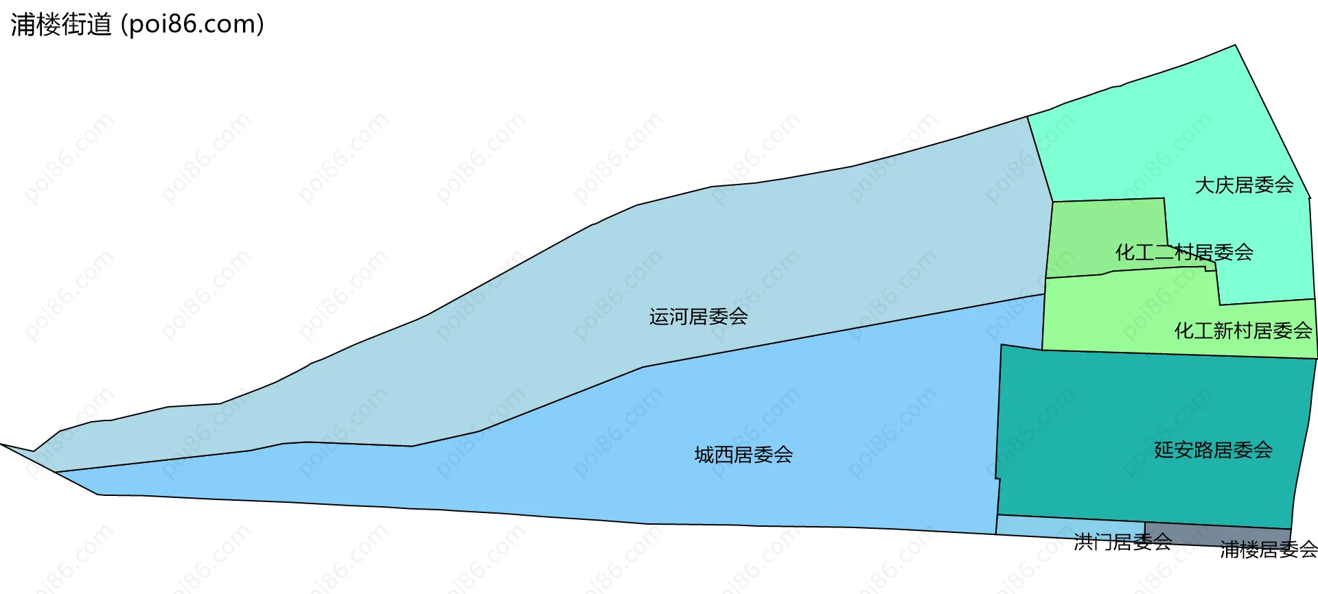 浦楼街道边界地图(五级行政区划)