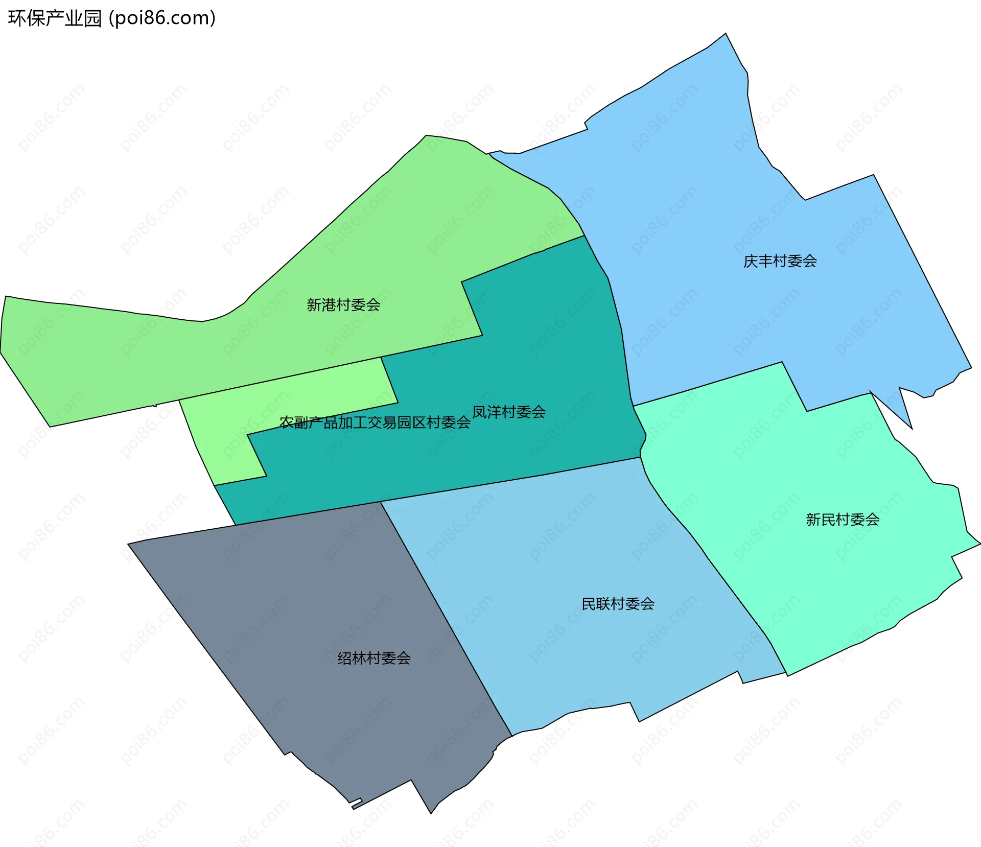 环保产业园边界地图(五级行政区划)