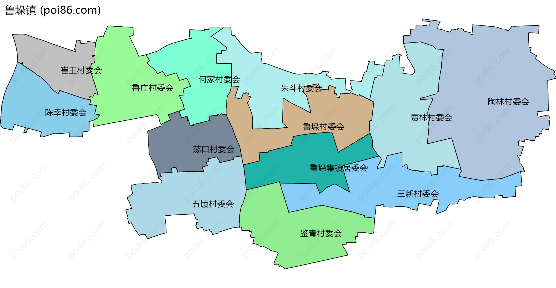 鲁垛镇边界地图(五级行政区划)