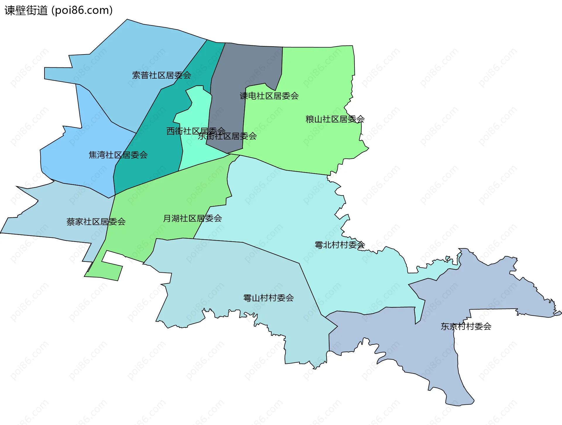 谏壁街道边界地图(五级行政区划)