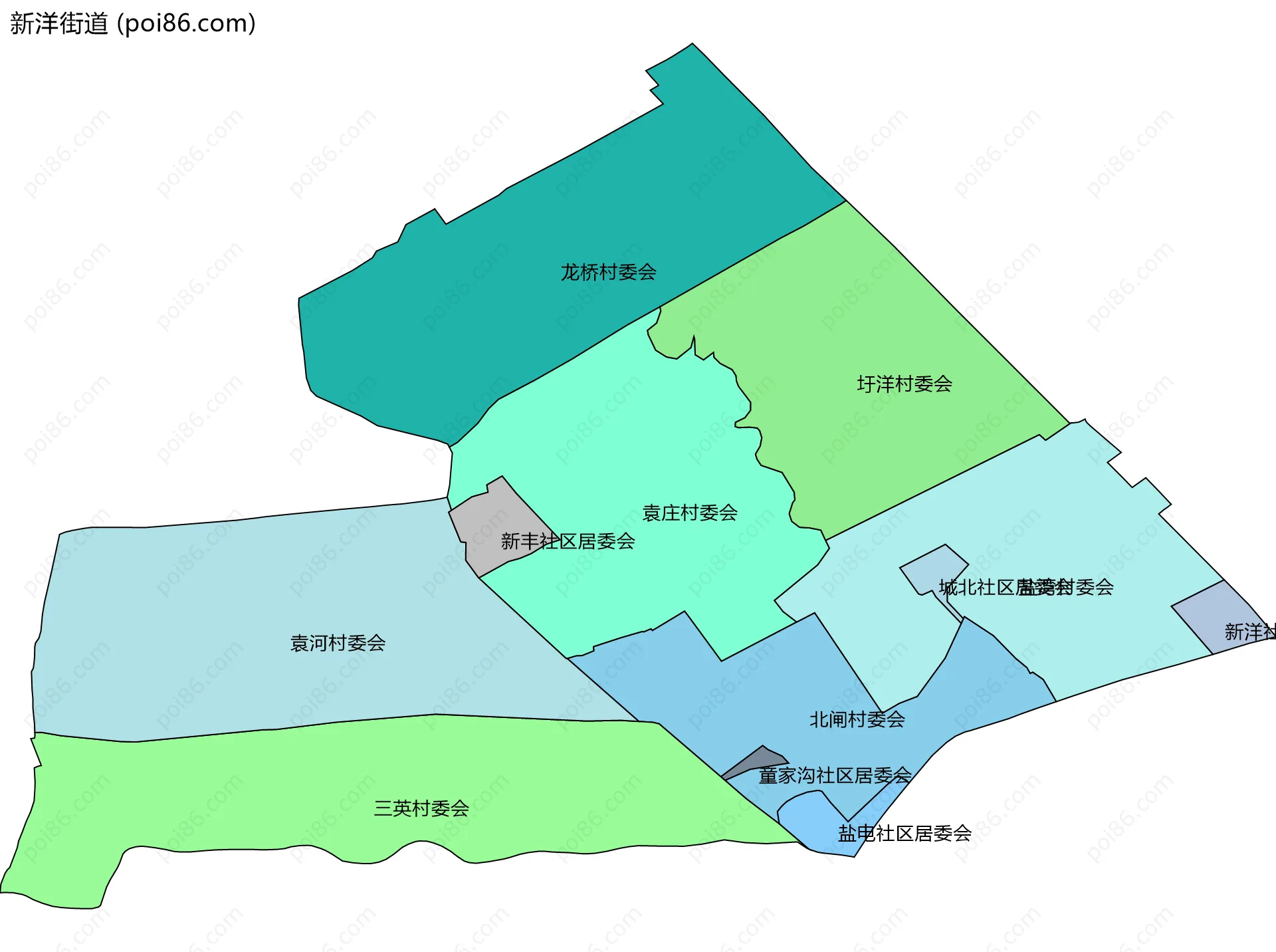 新洋街道边界地图(五级行政区划)