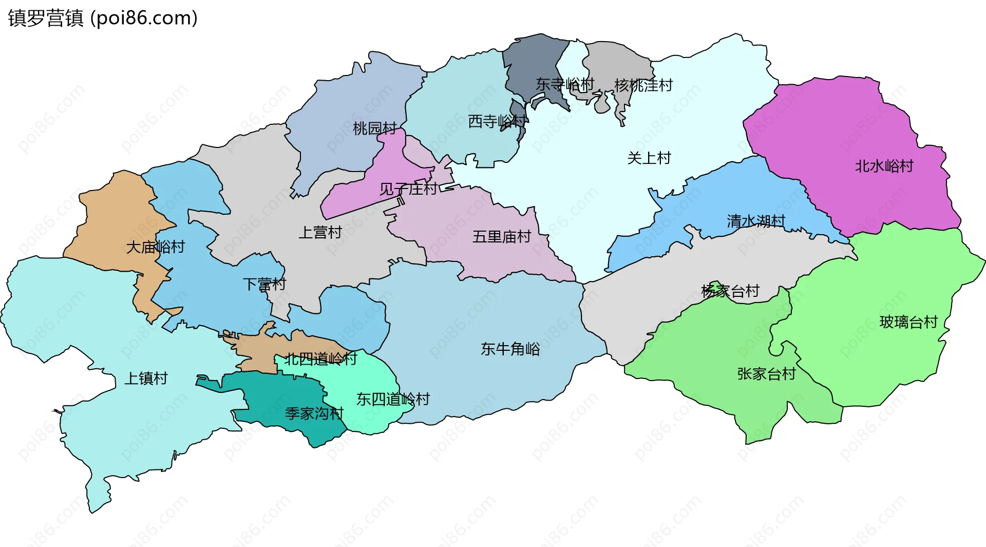 镇罗营镇边界地图(五级行政区划)