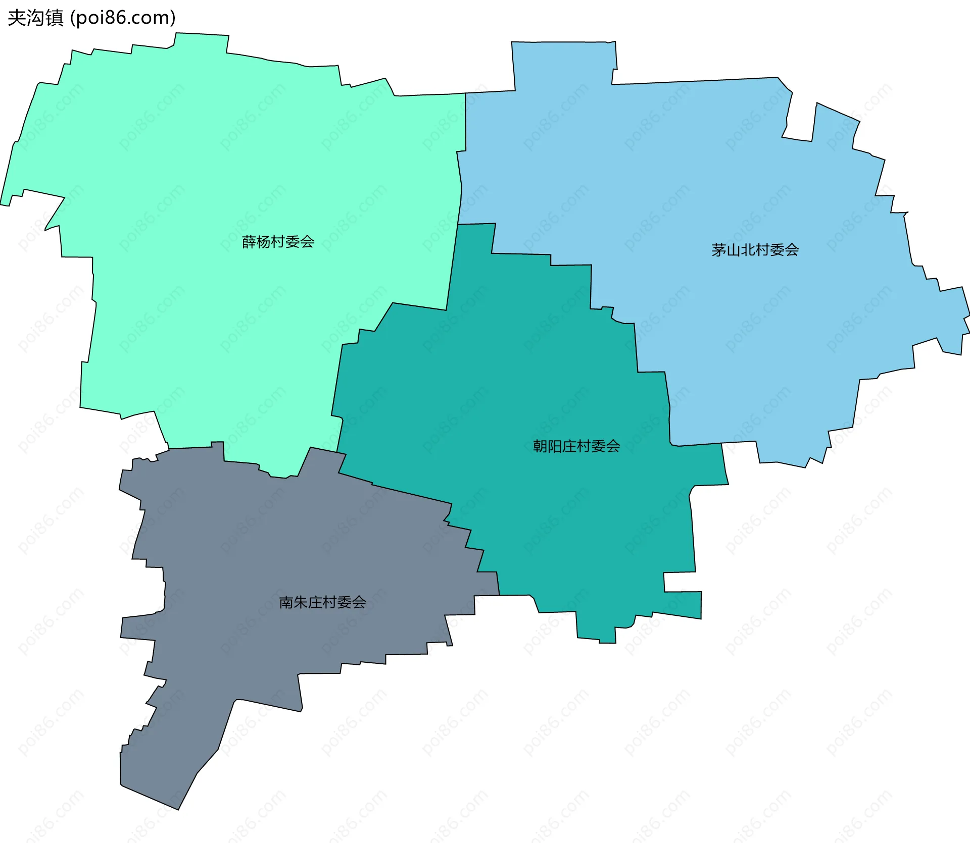 夹沟镇边界地图(五级行政区划)